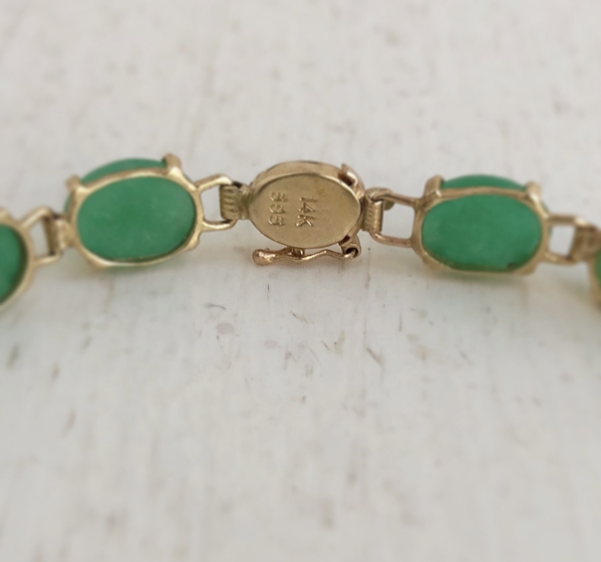 Apple Green Jadeite and 14K Gold Bracelet, Vintage