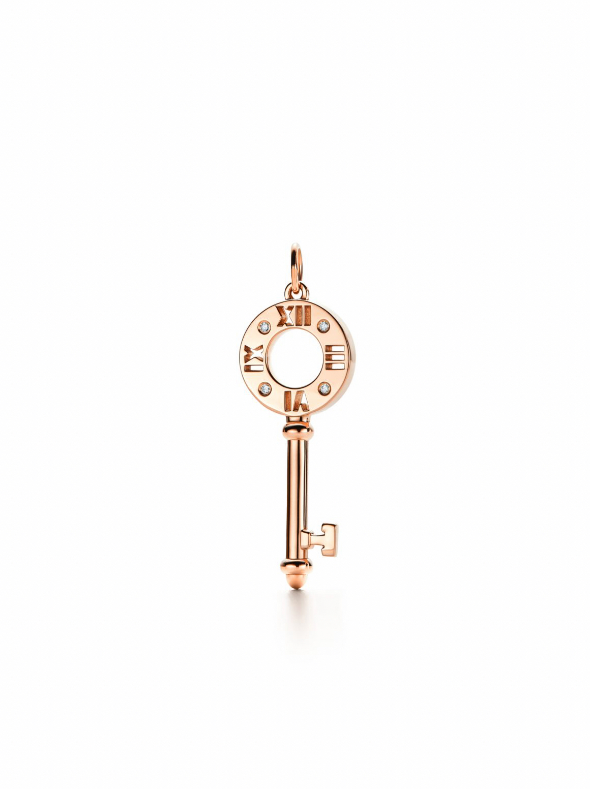 Tiffany Rose Gold Altas Key Pendant with Diamonds, New