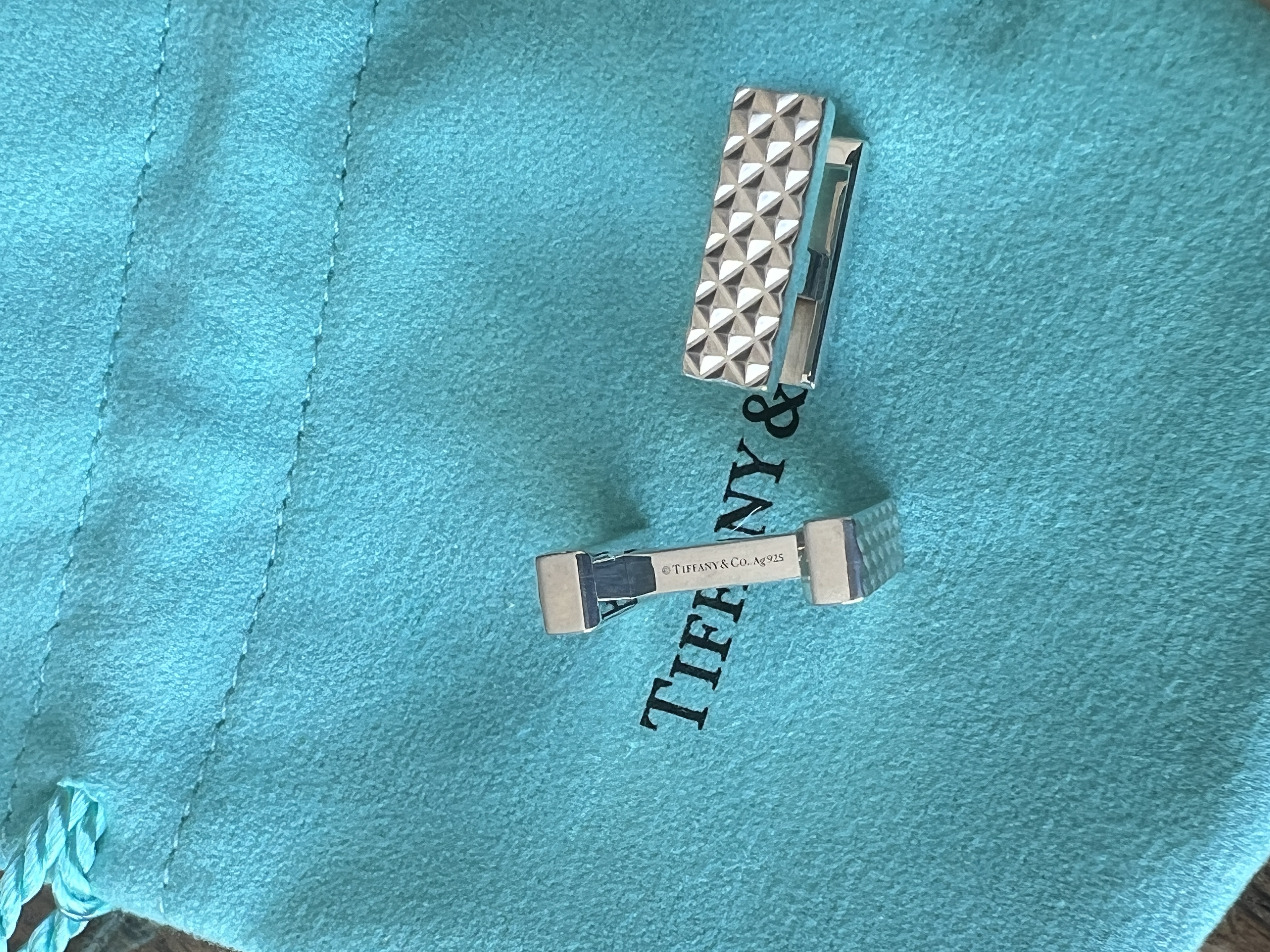 Tiffany Diamond Cut Silver Cufflinks