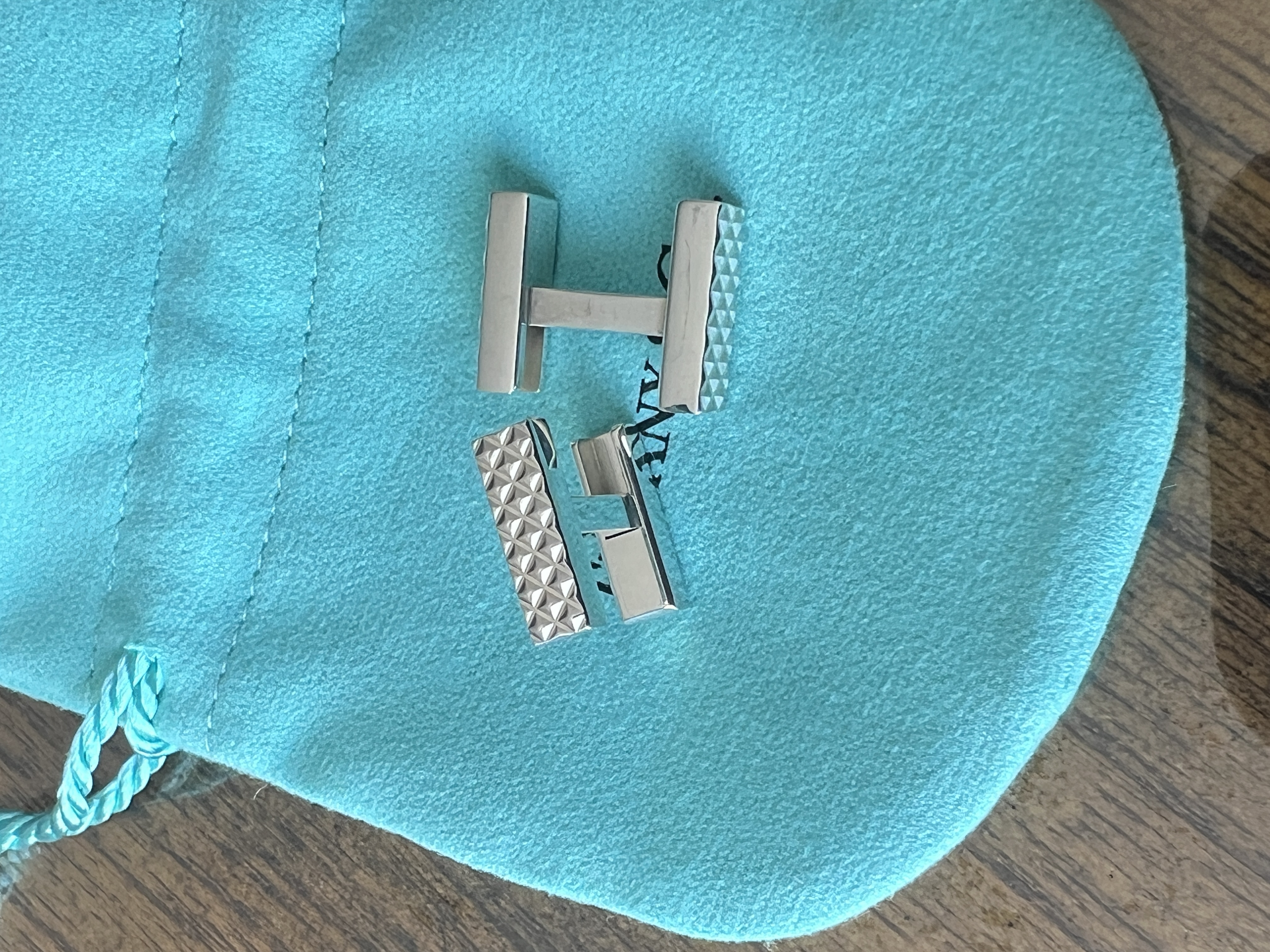 Tiffany Diamond Cut Silver Cufflinks