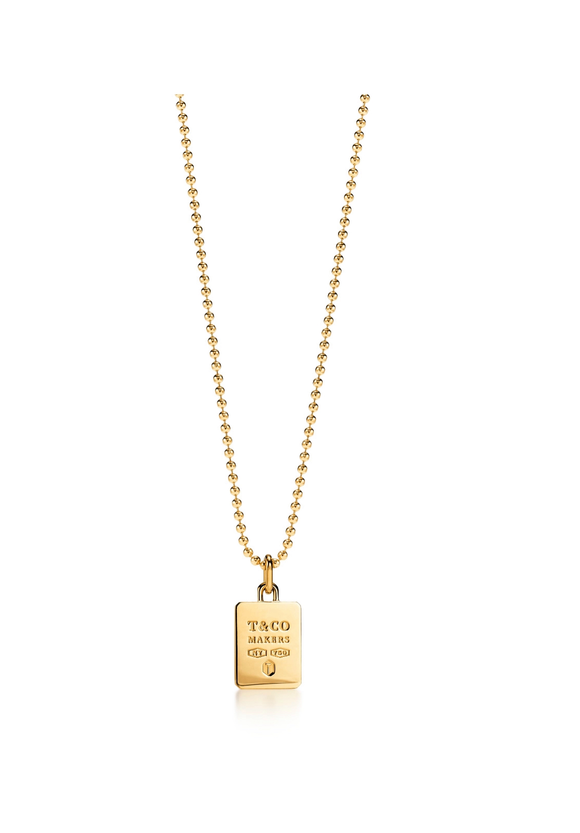18K Gold Tiffany Makers Pendant Necklace