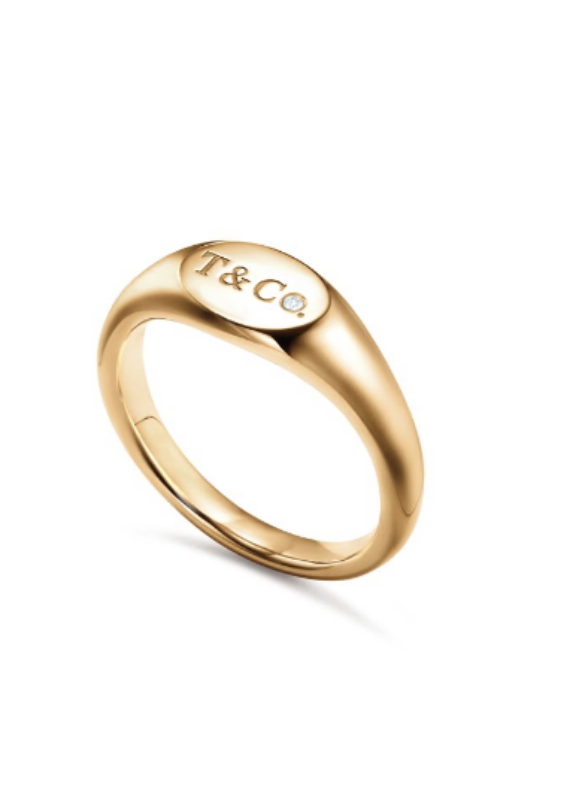 Tiffany T&Co. Gold Signet Ring with Diamond