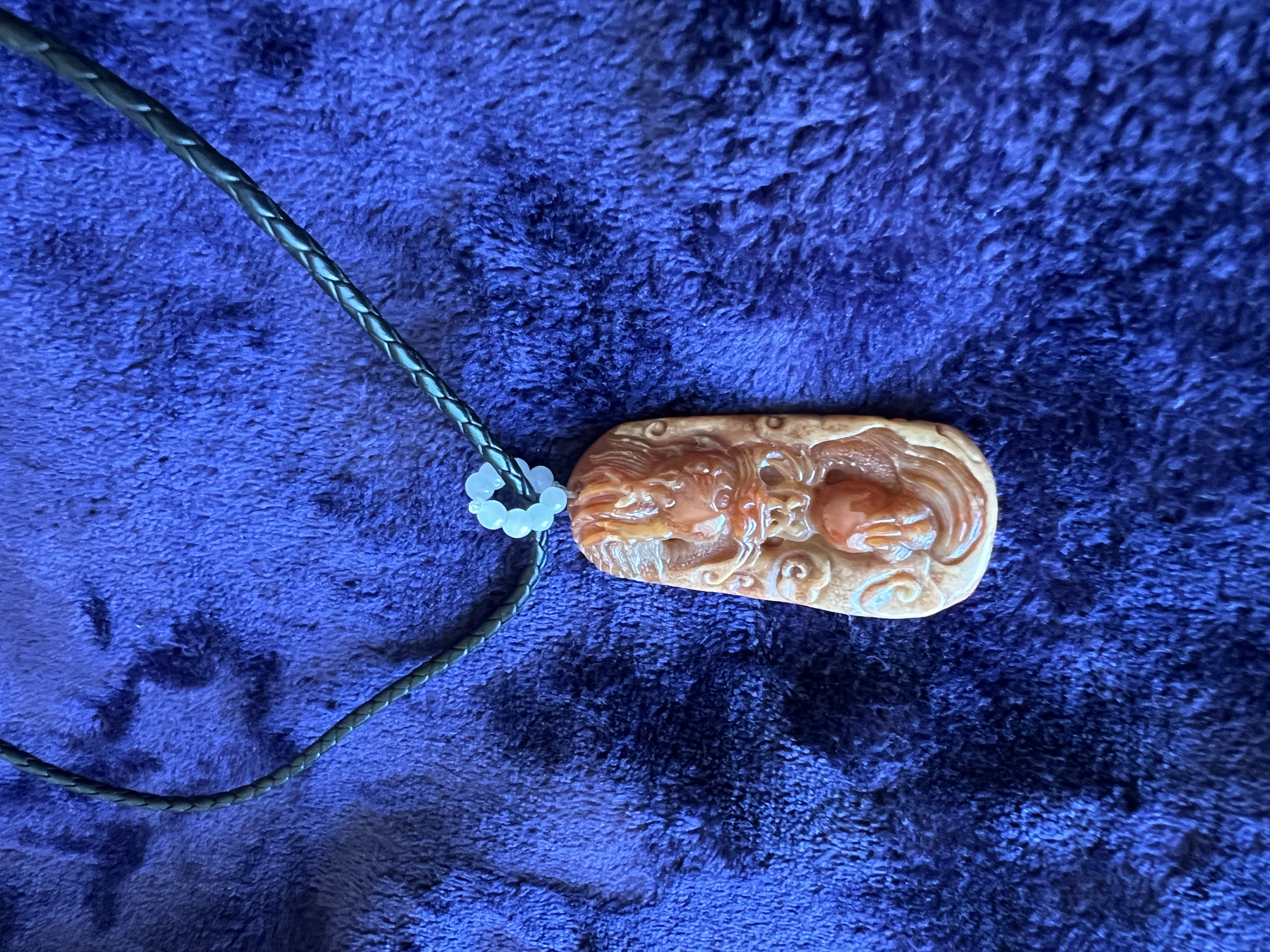 Yellow Orange Dragon Jadeite Pendant