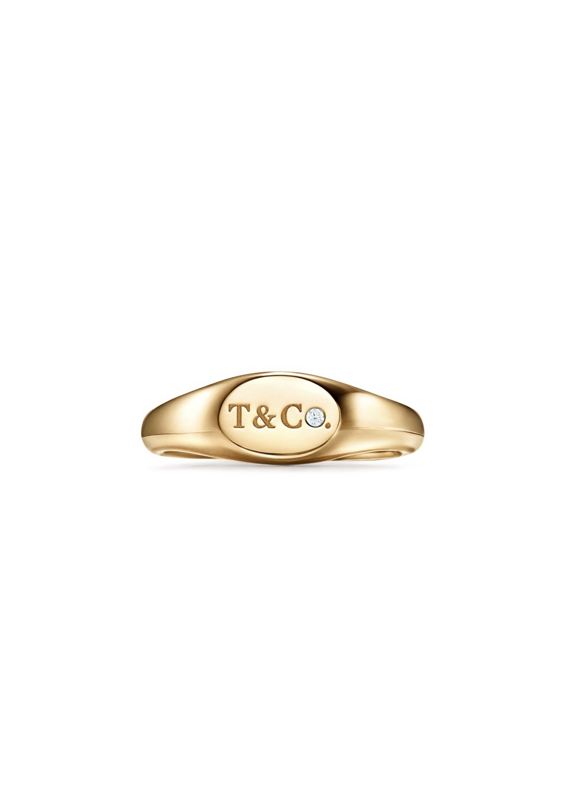 Tiffany T&Co. Gold Signet Ring with Diamond