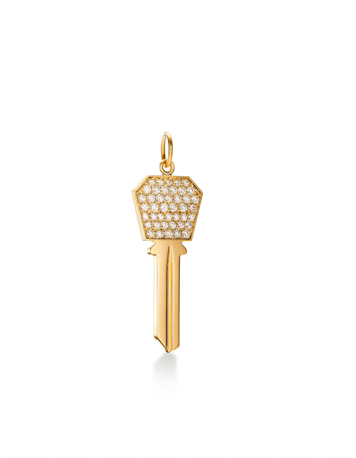 Tiffany 18K Yellow Gold and Diamond Key Pendant, Size S