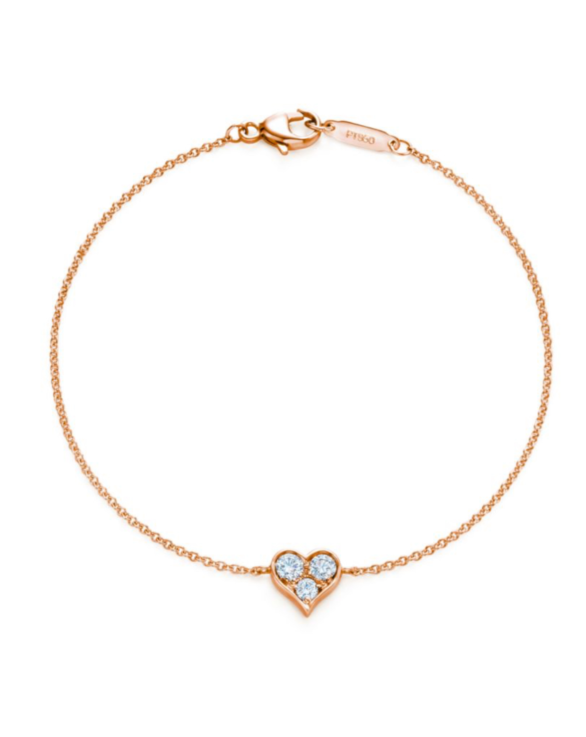 Tiffany 18K Rose Gold Diamond Heart Bracelet