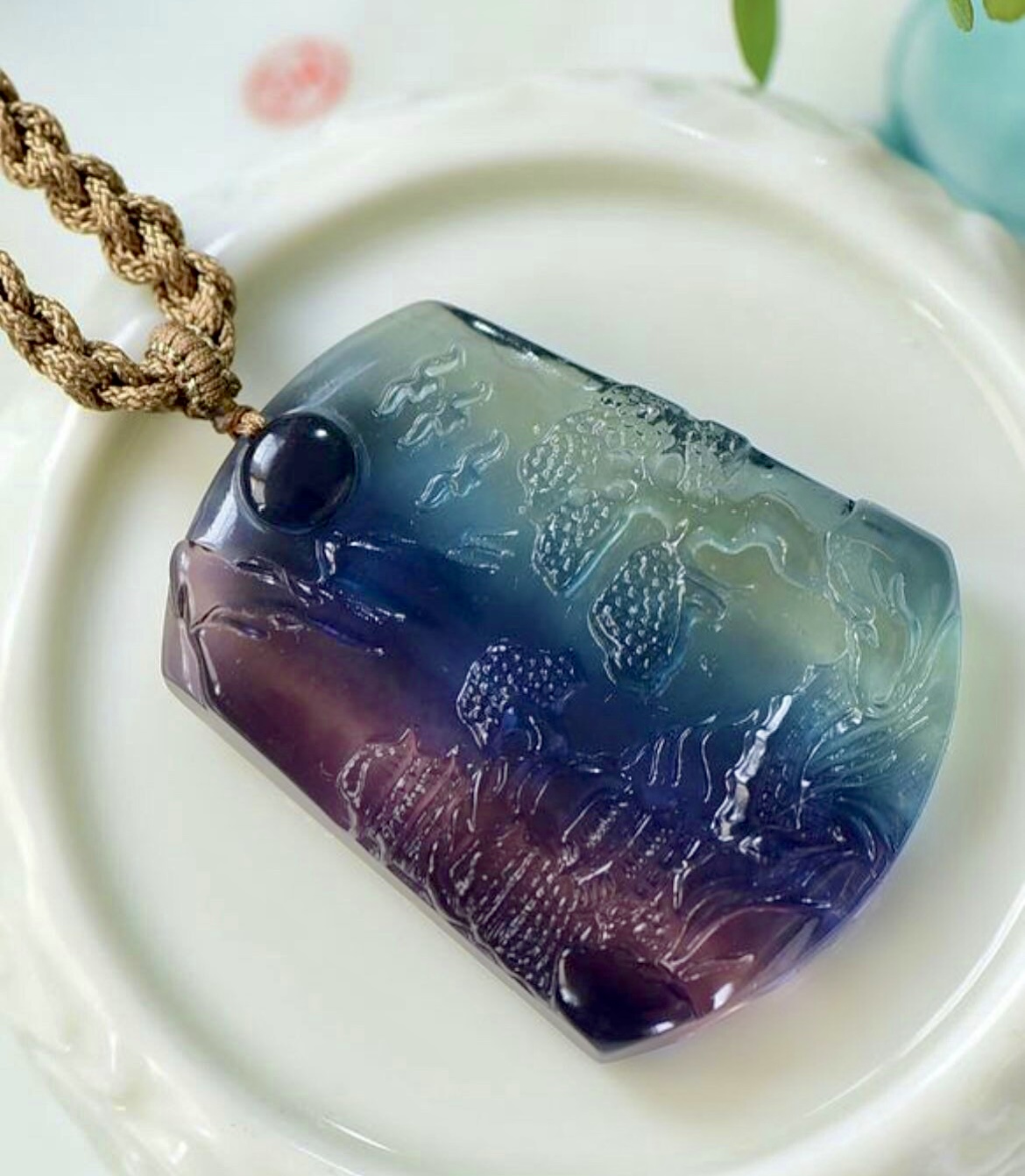 Natural Fluorite Crystal Pendant Necklace