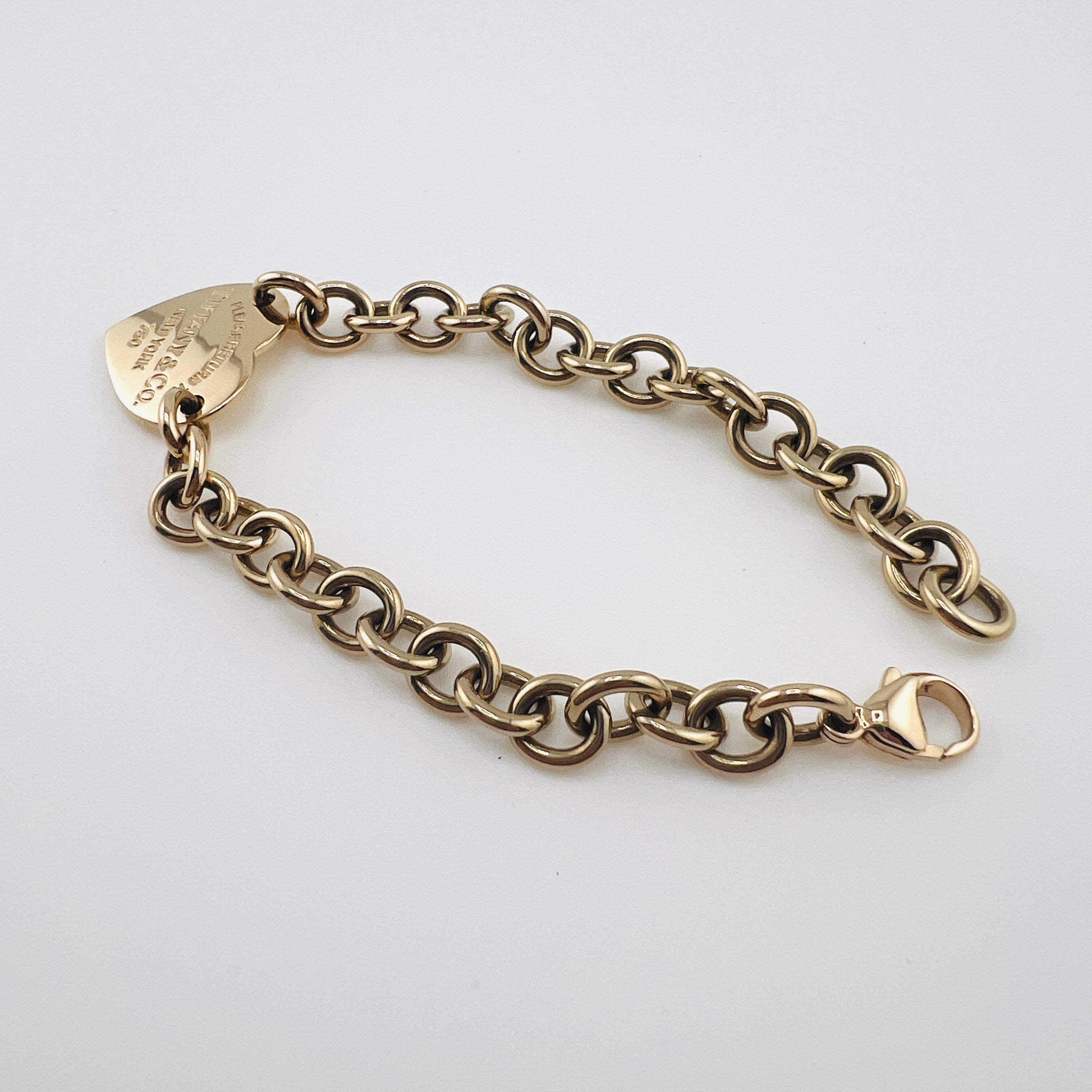 18K Rose Gold Tiffany & Co. Heart Charm Bracelet, Size M