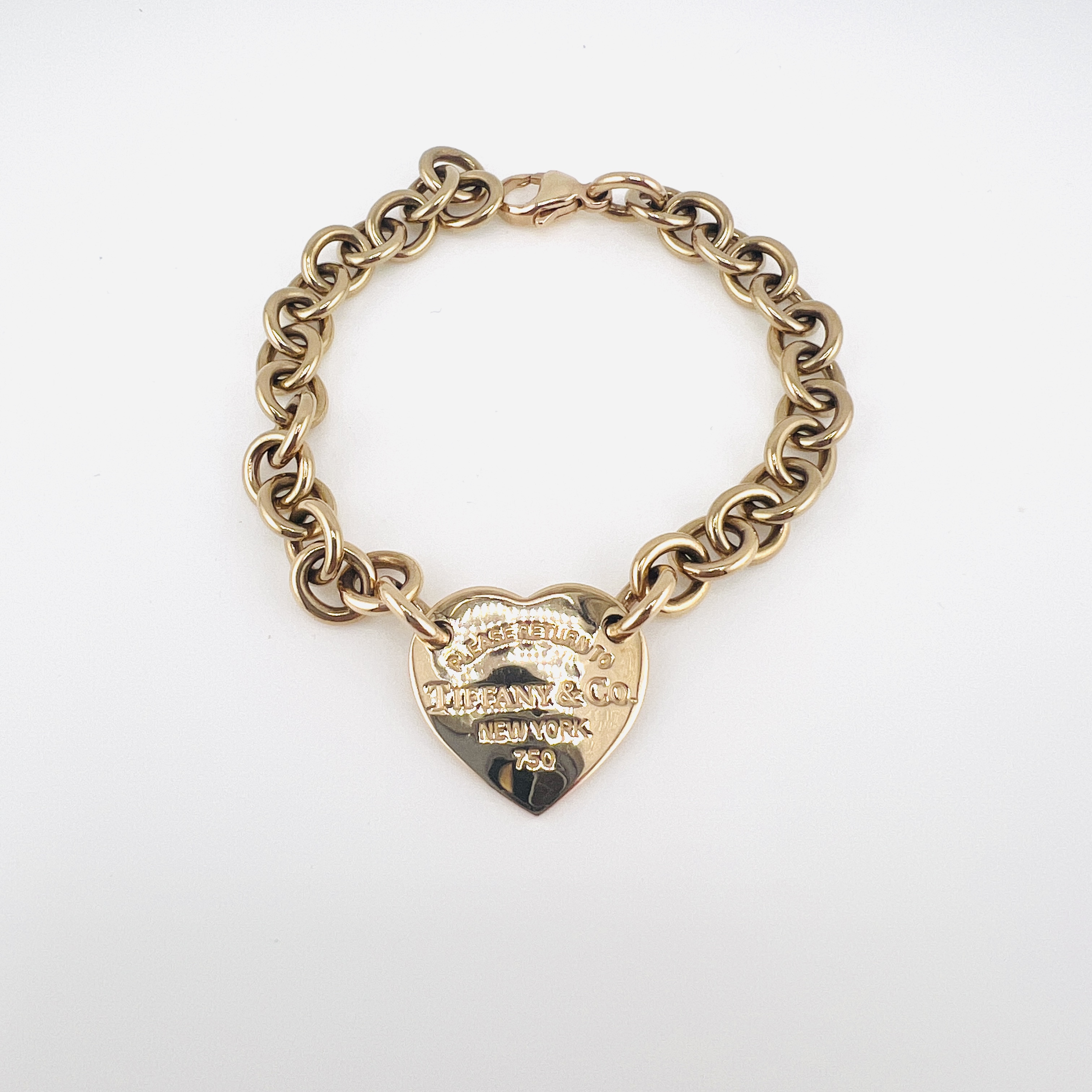 18K Rose Gold Tiffany & Co. Heart Charm Bracelet, Size M