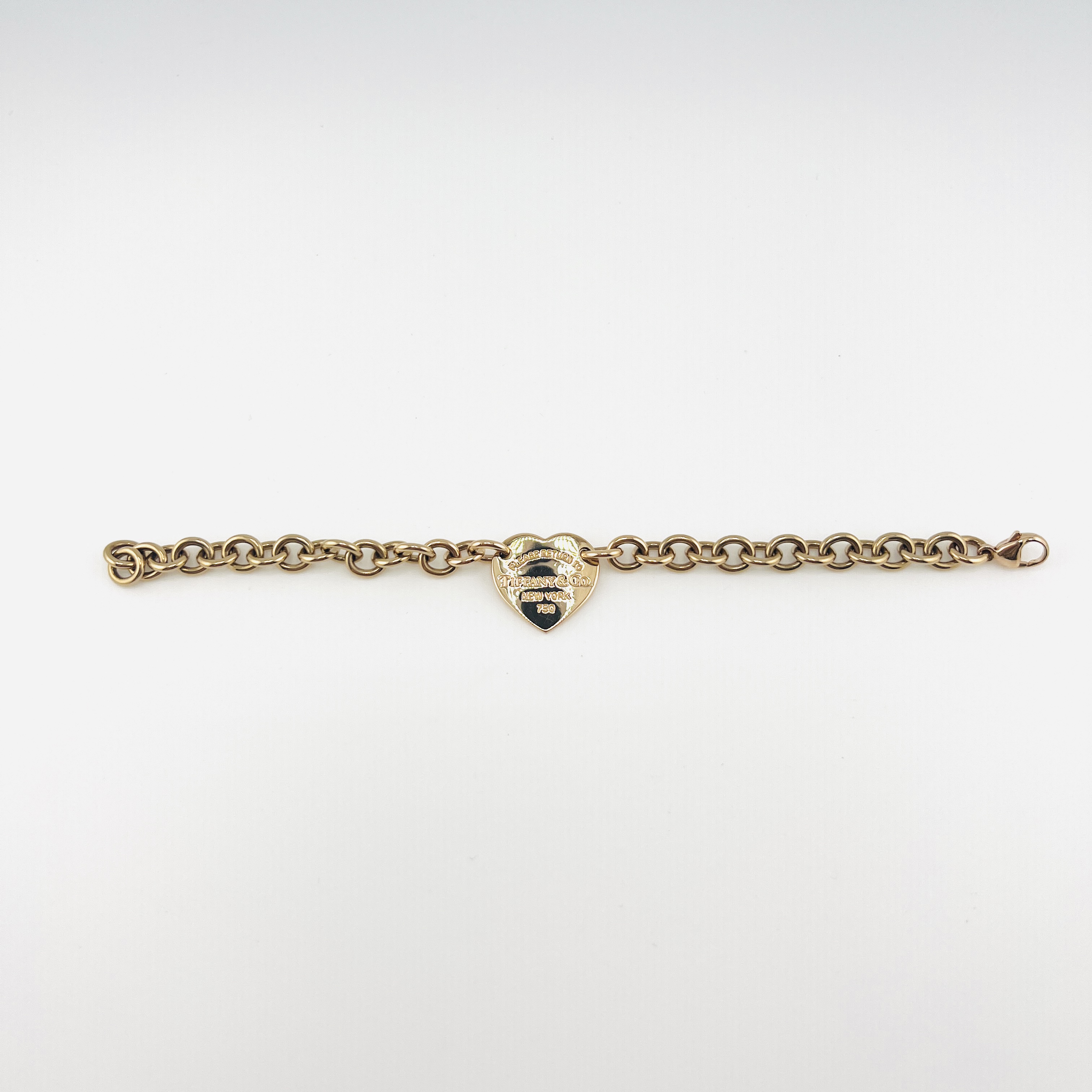 18K Rose Gold Tiffany & Co. Heart Charm Bracelet, Size M