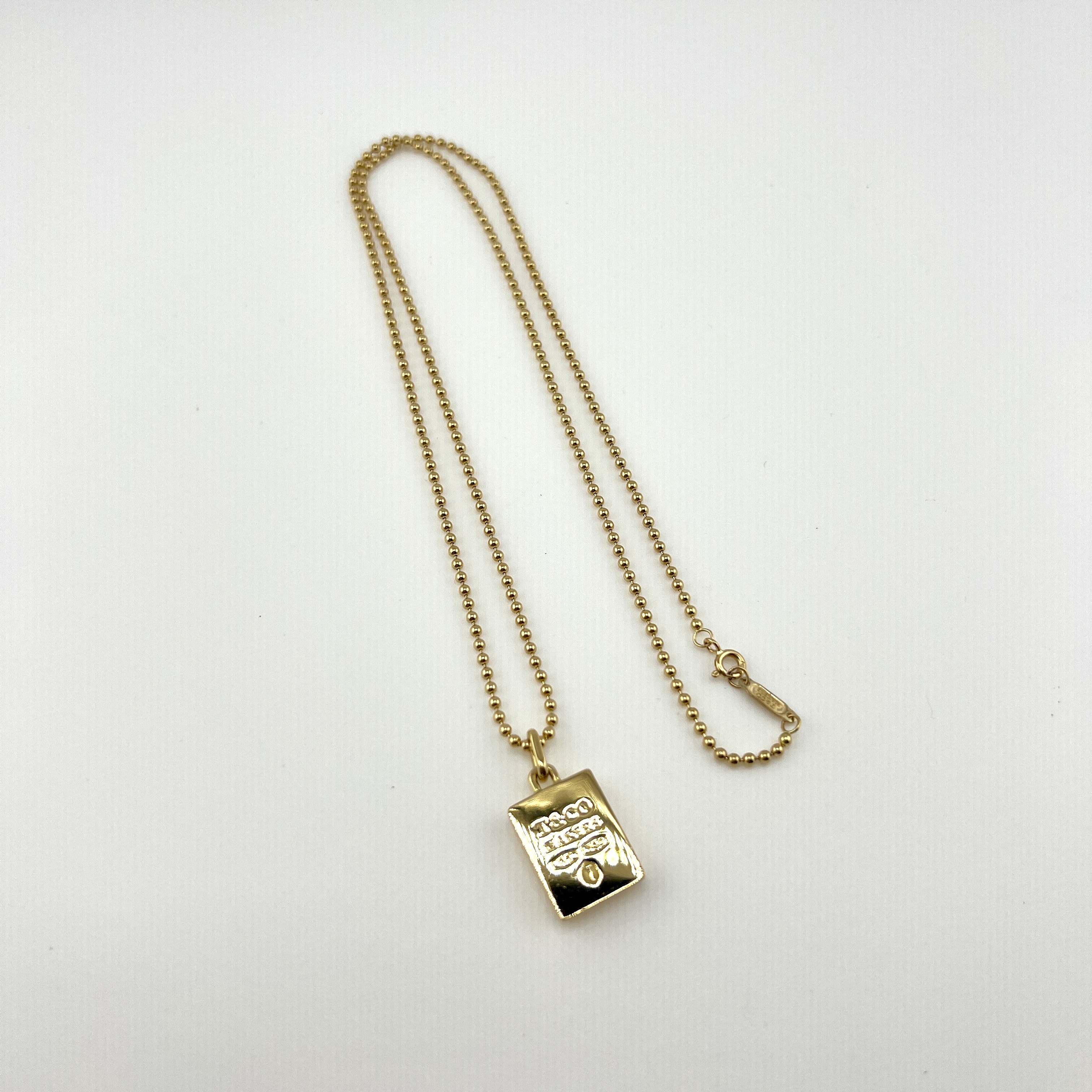 18K Gold Tiffany Makers Pendant Necklace