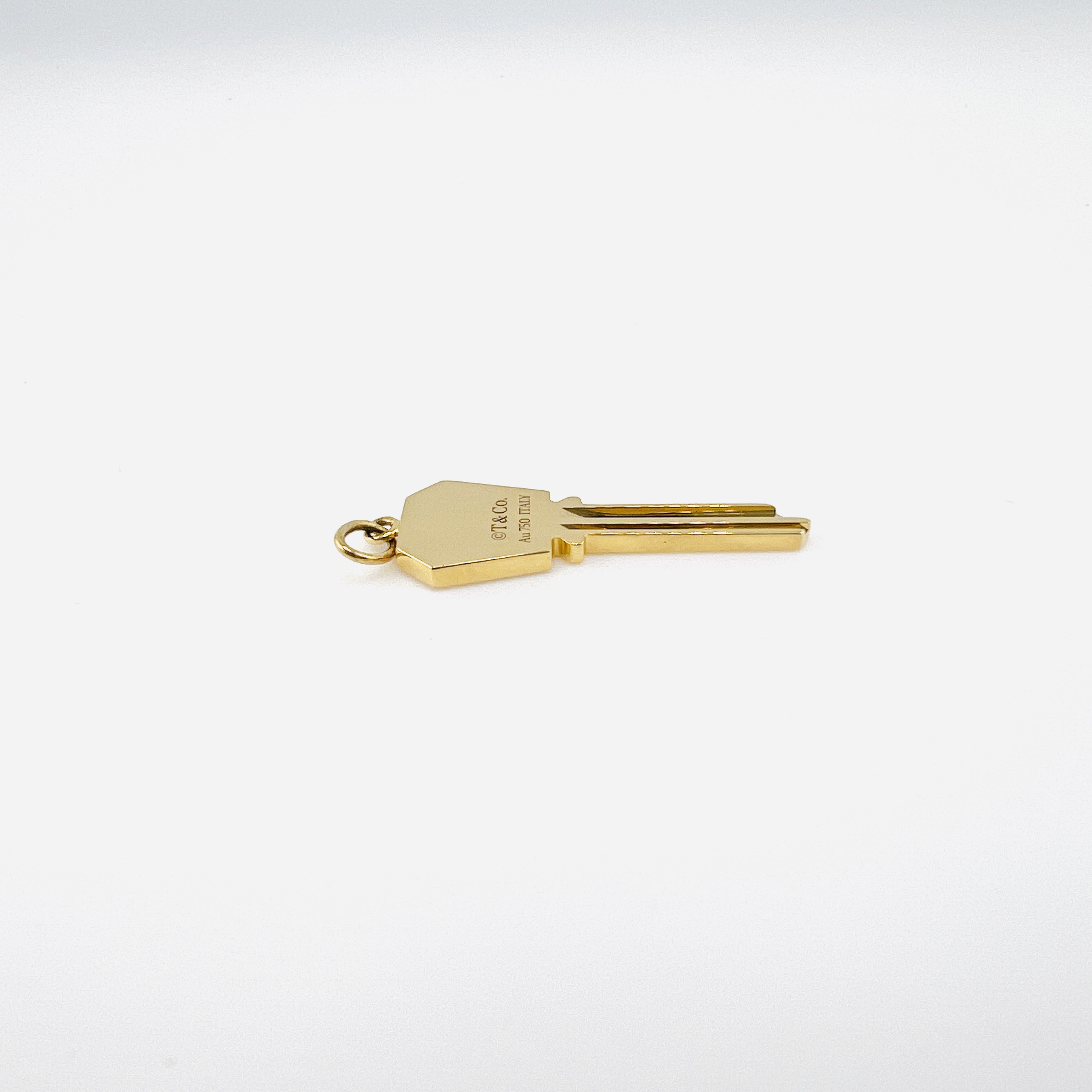 Tiffany 18K Yellow Gold and Diamond Key Pendant, Size S