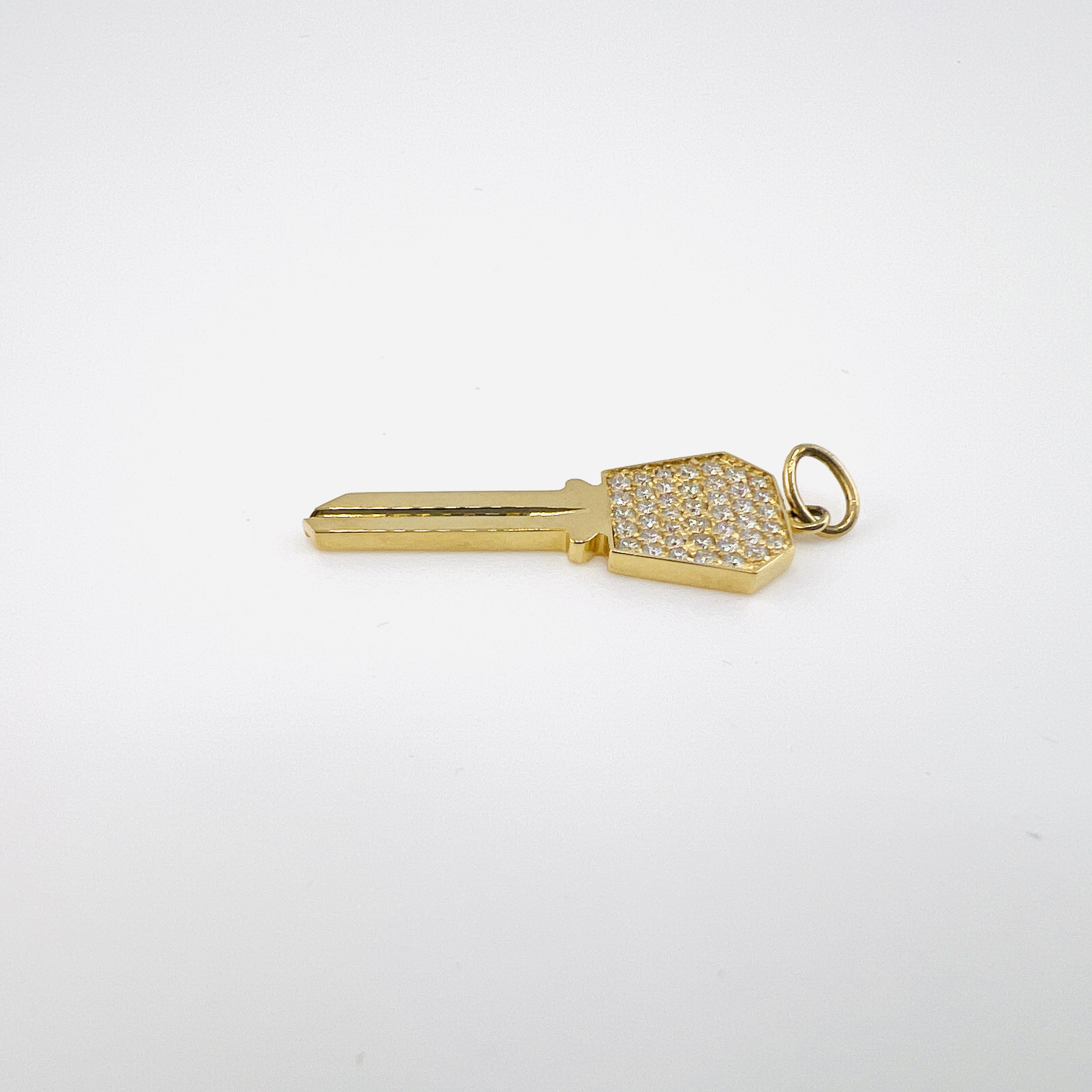 Tiffany 18K Yellow Gold and Diamond Key Pendant, Size S