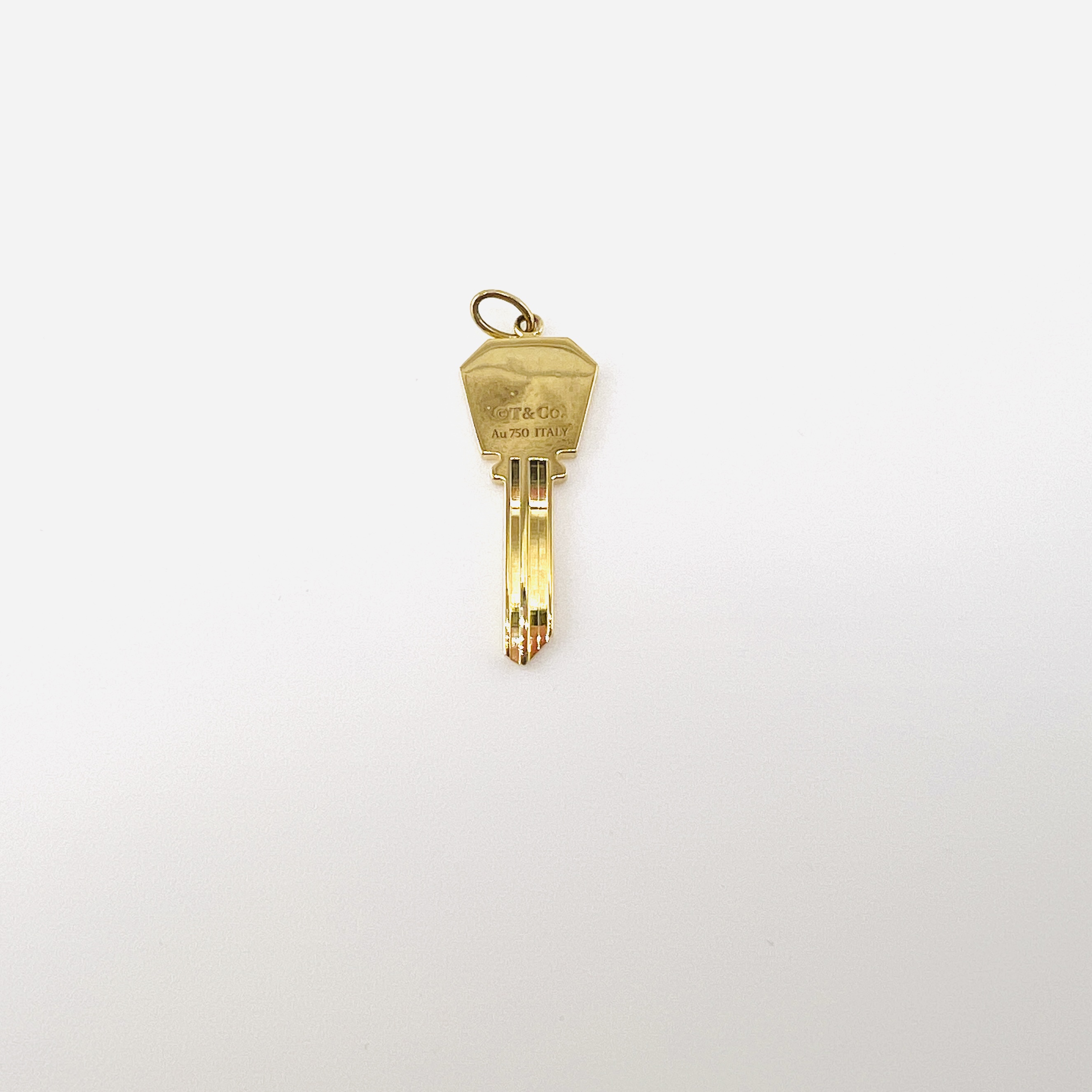 Tiffany 18K Yellow Gold and Diamond Key Pendant, Size S