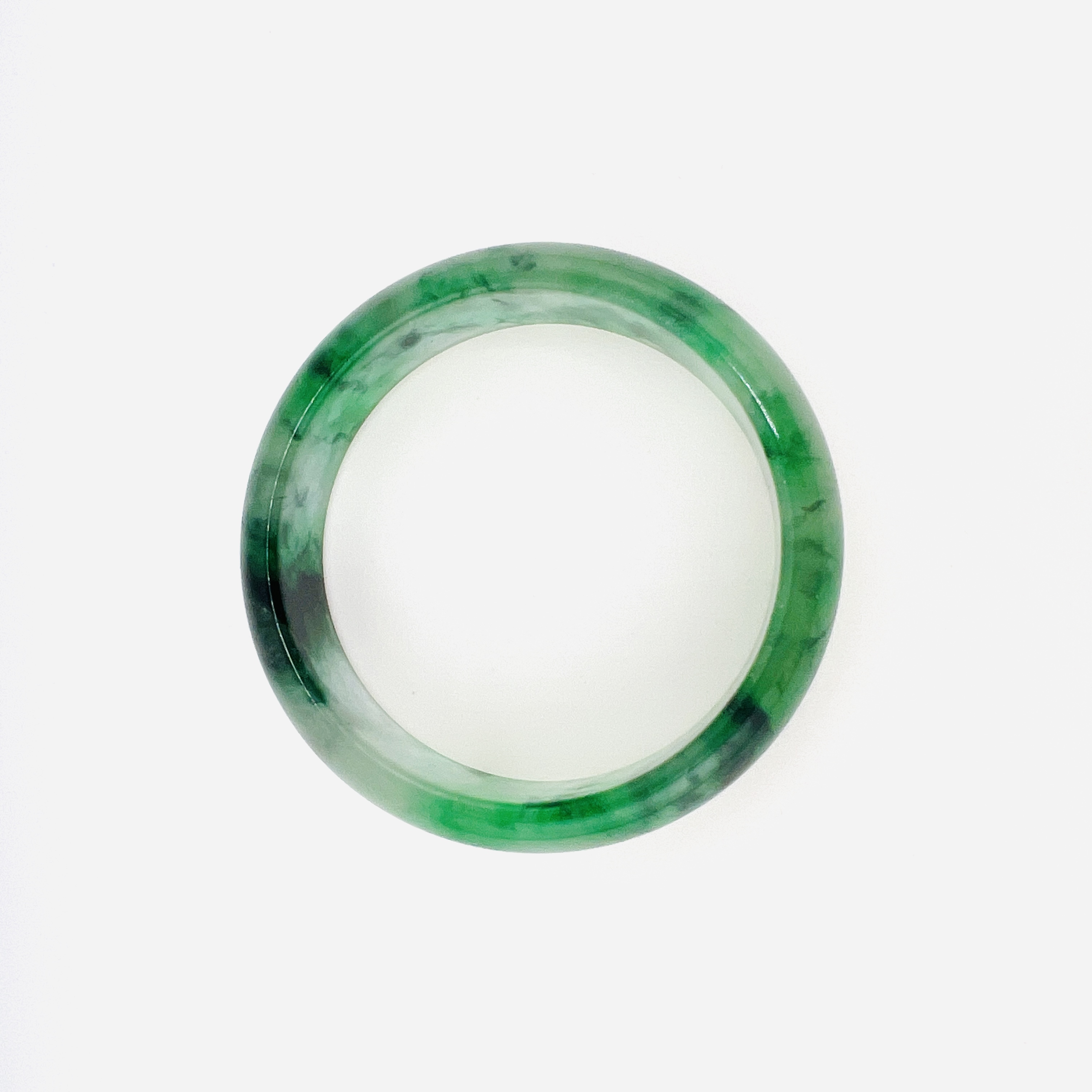 Natural Burmeses flowing flower green jadeite bangle, 59 mm