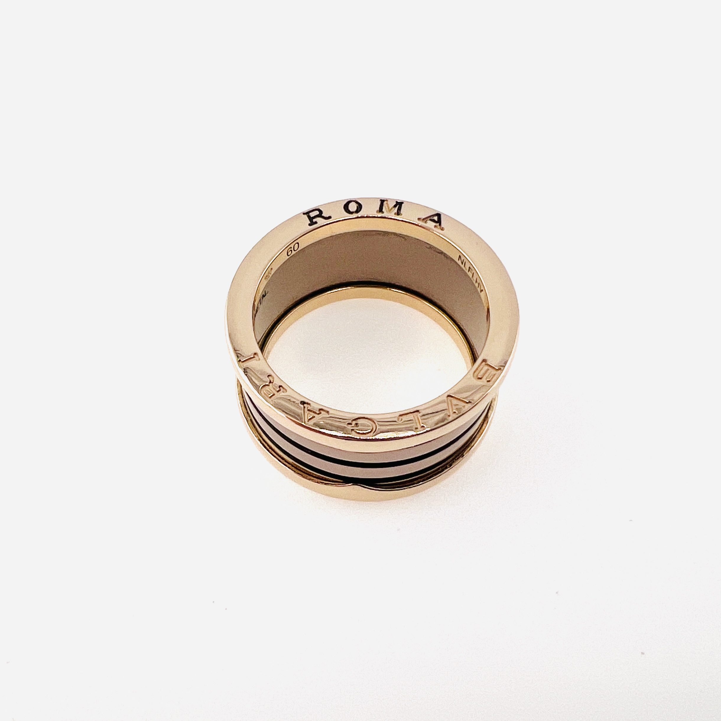 Bvlgari Zero 1 wide band ring in 18K rose gold and ceramic