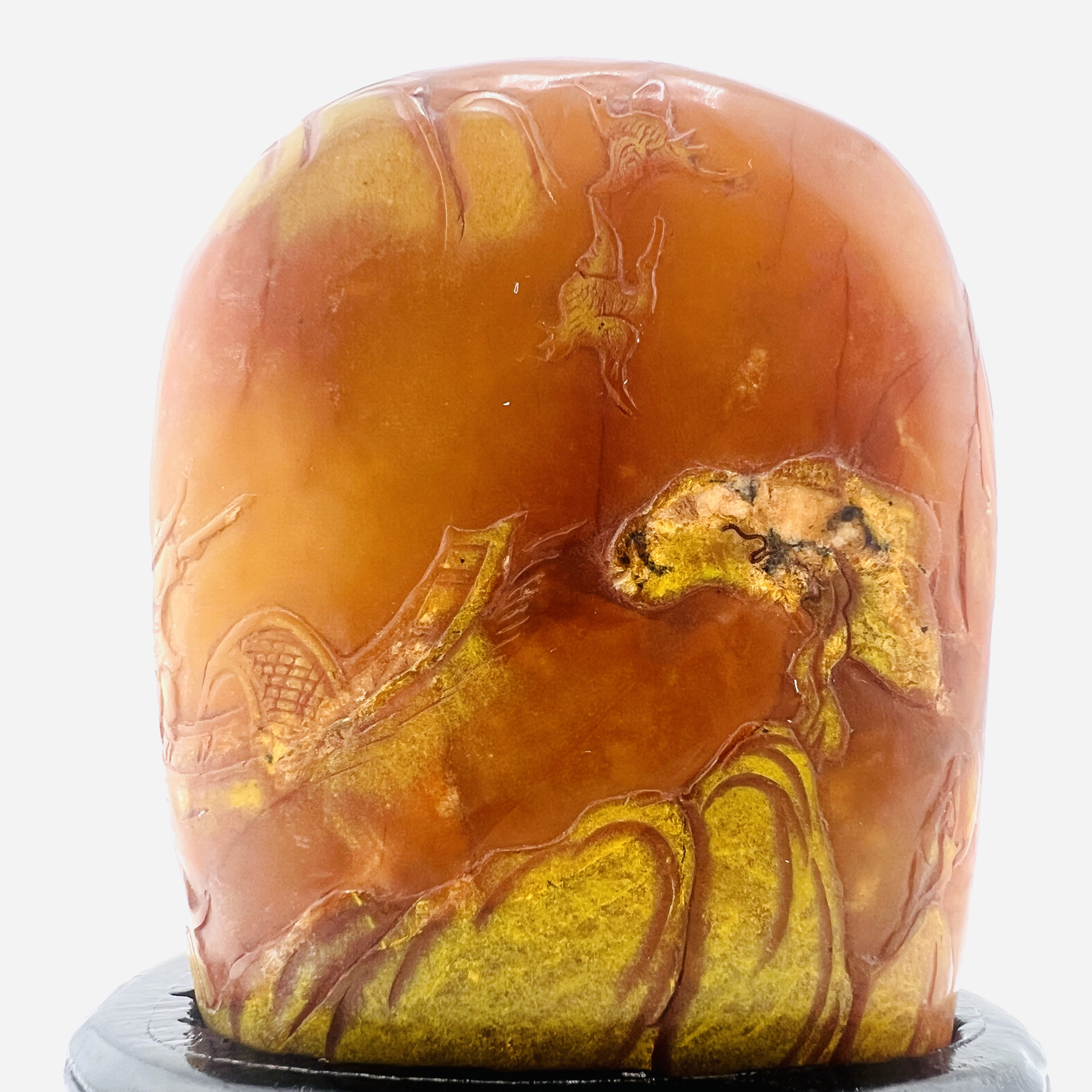 Shoushan Stone scenery landscape statue seal with stand