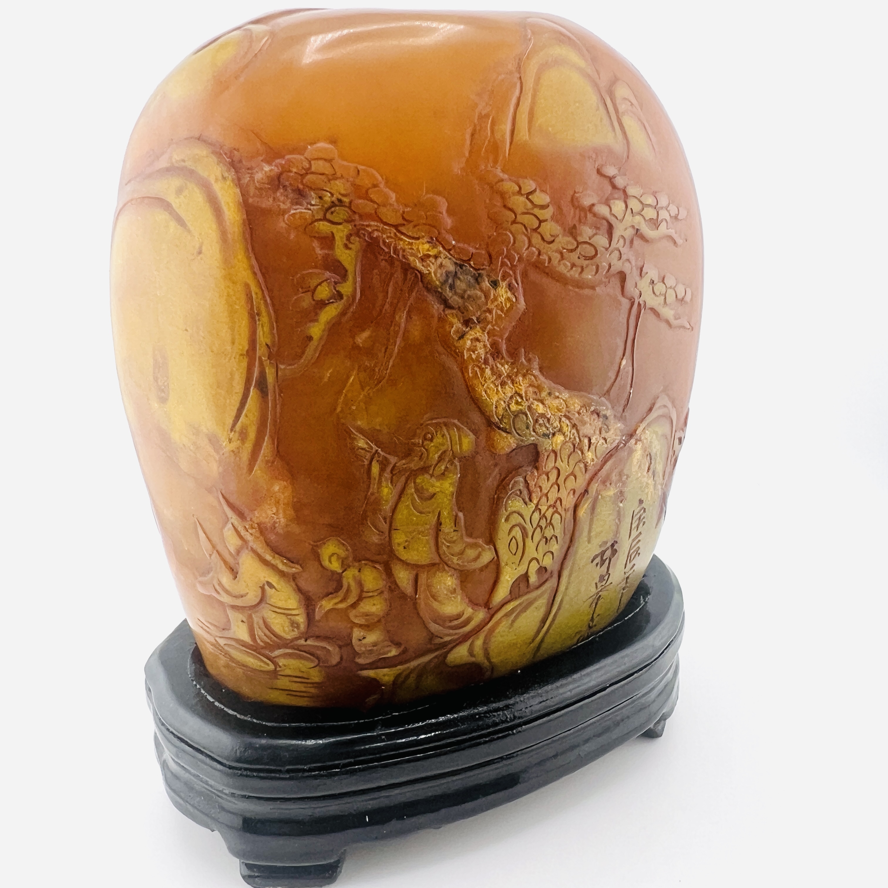 Shoushan Stone scenery landscape statue seal with stand