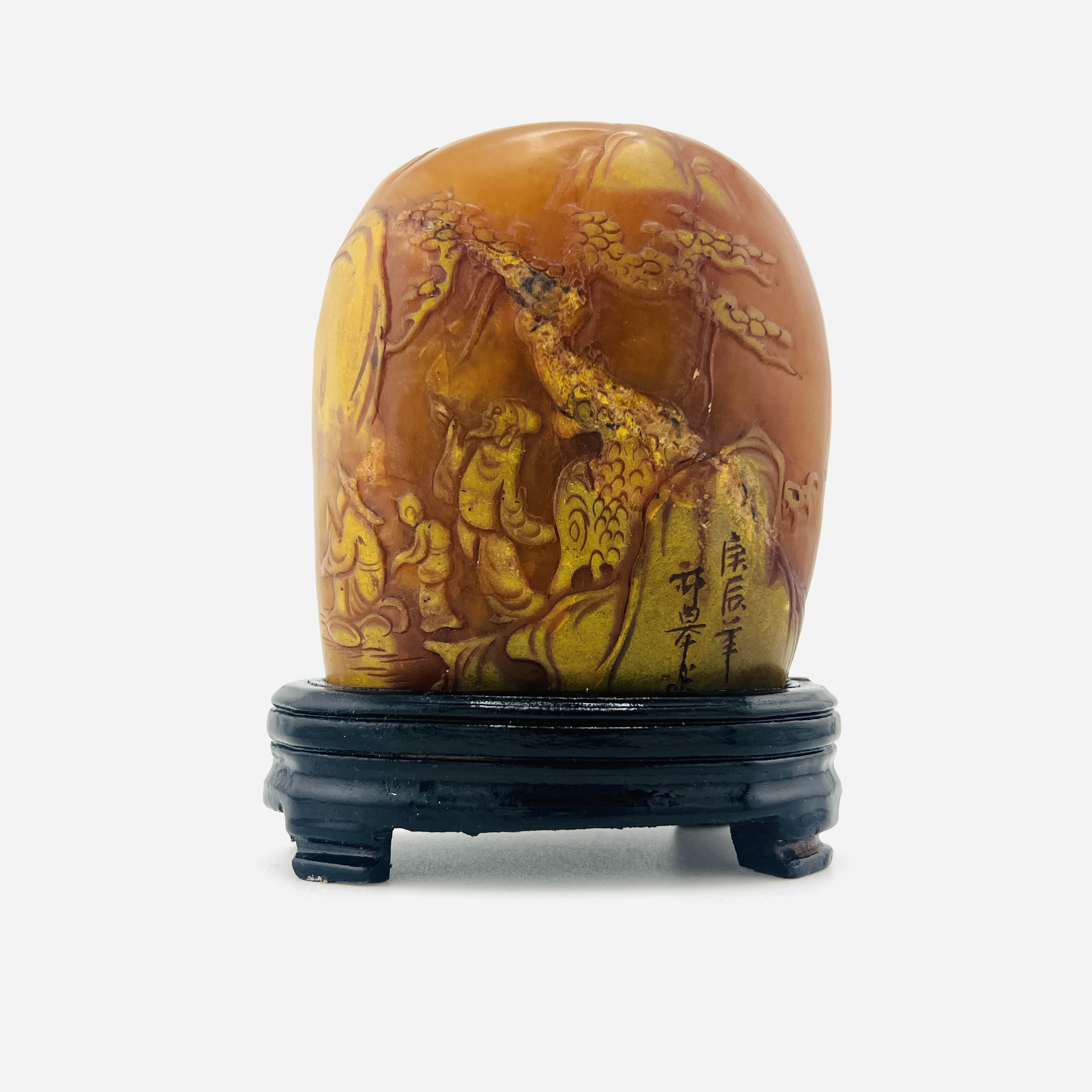 Shoushan Stone scenery landscape statue seal with stand