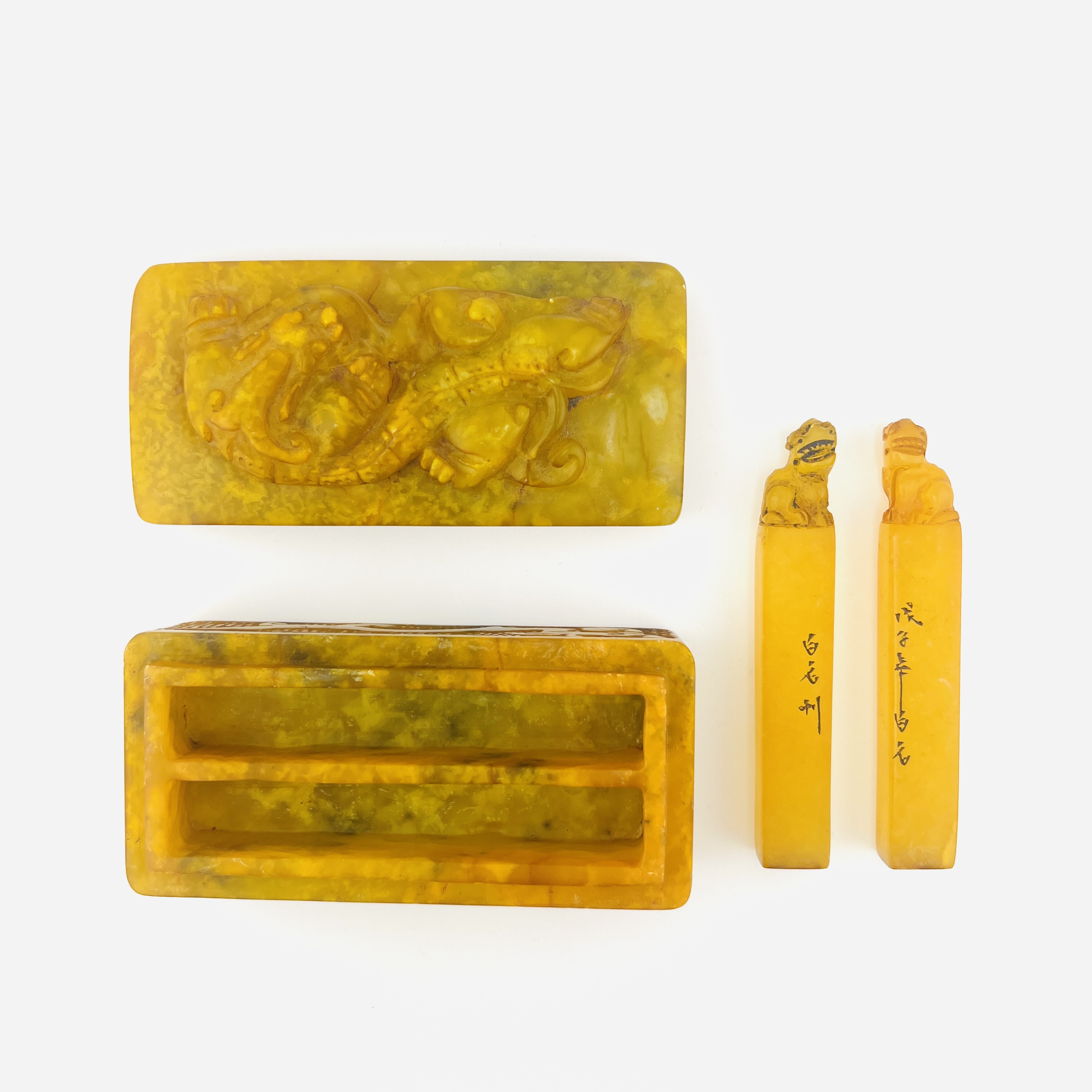 Tianhuang Qi Bai Shi seals Shoushan stone box set