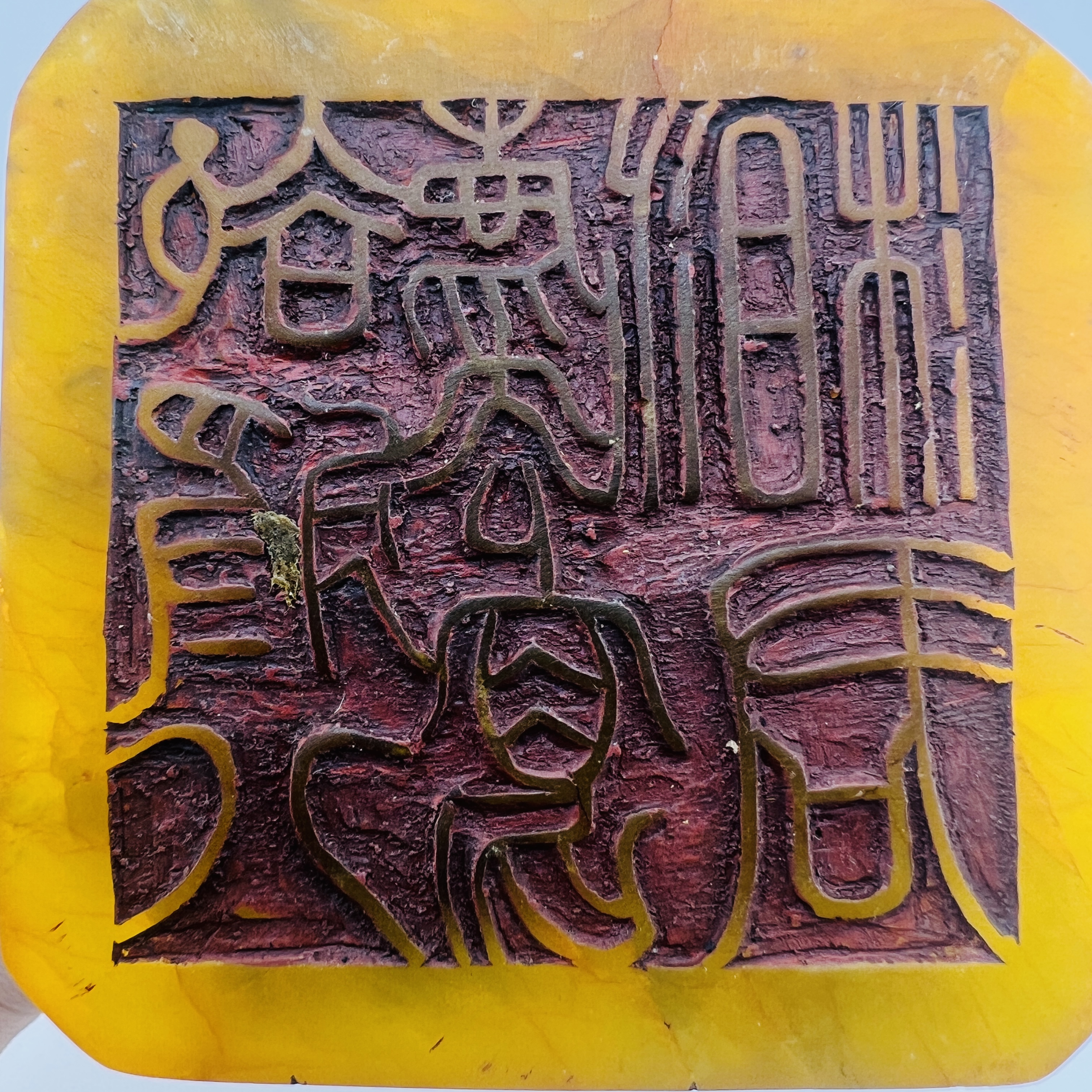 Tianhuang Shoushan stone seal with Foo dog lion with child stature seal