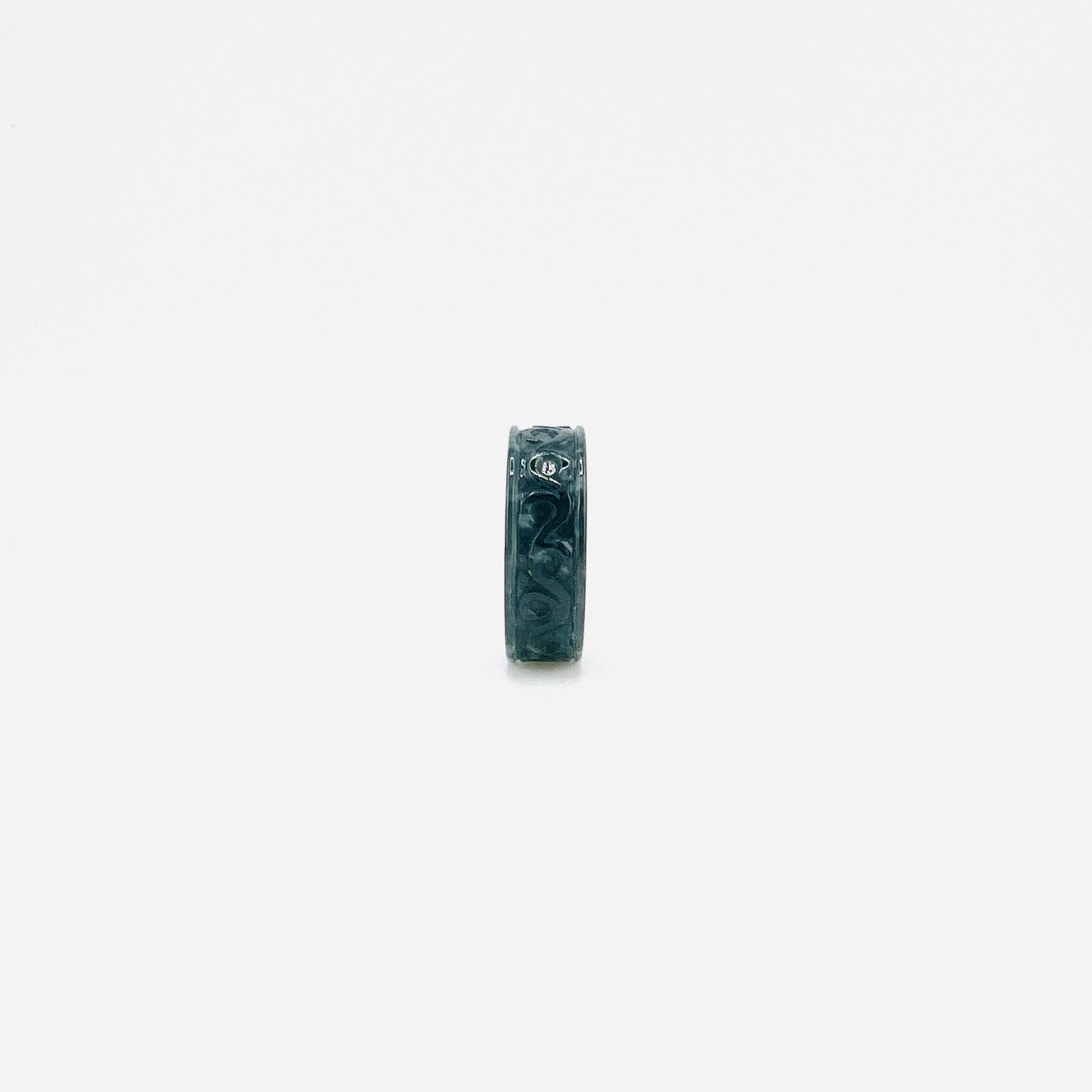 Natural Burmese snowflake jadeite ring with ceramic ring core