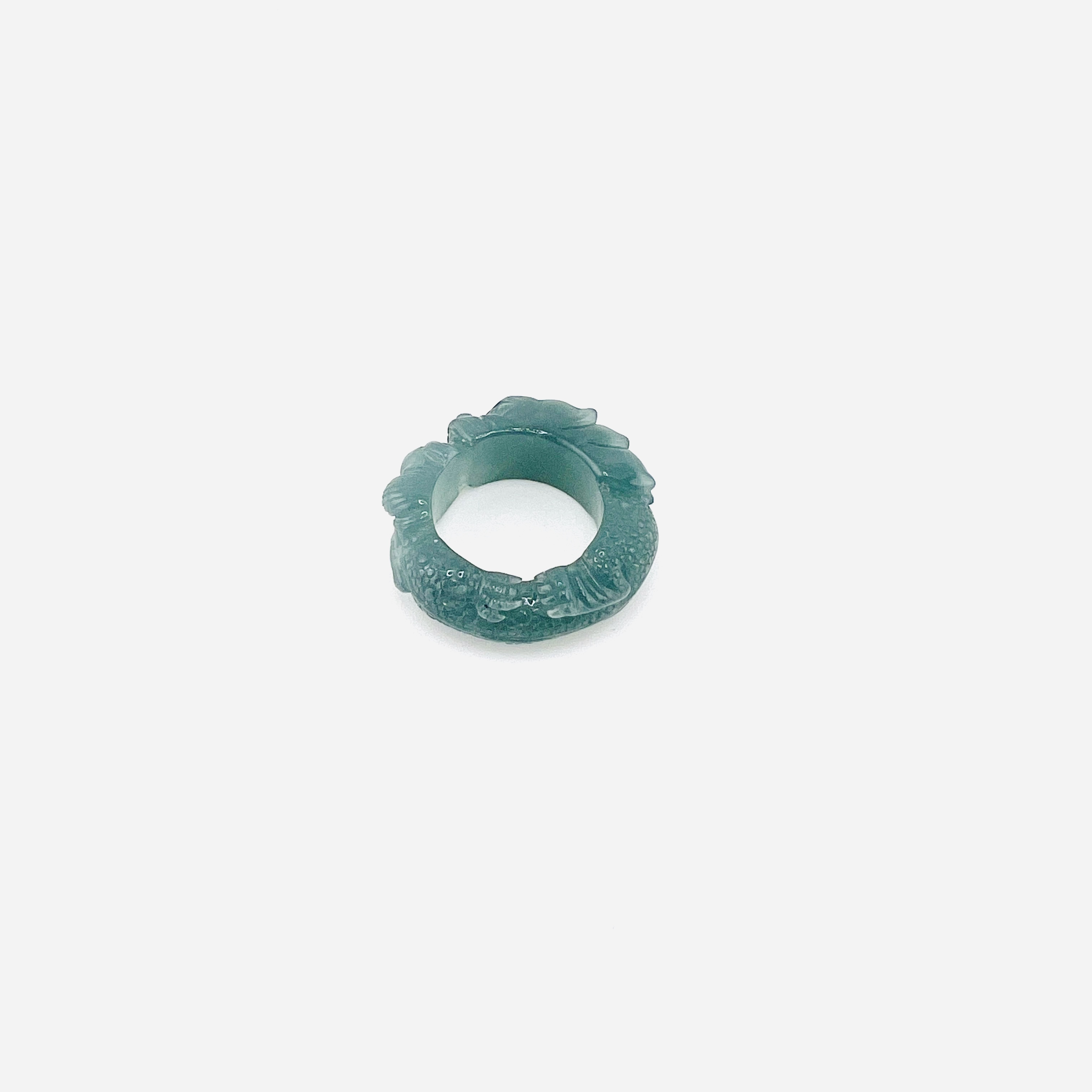 Blue jadeite band ring in full dragon design