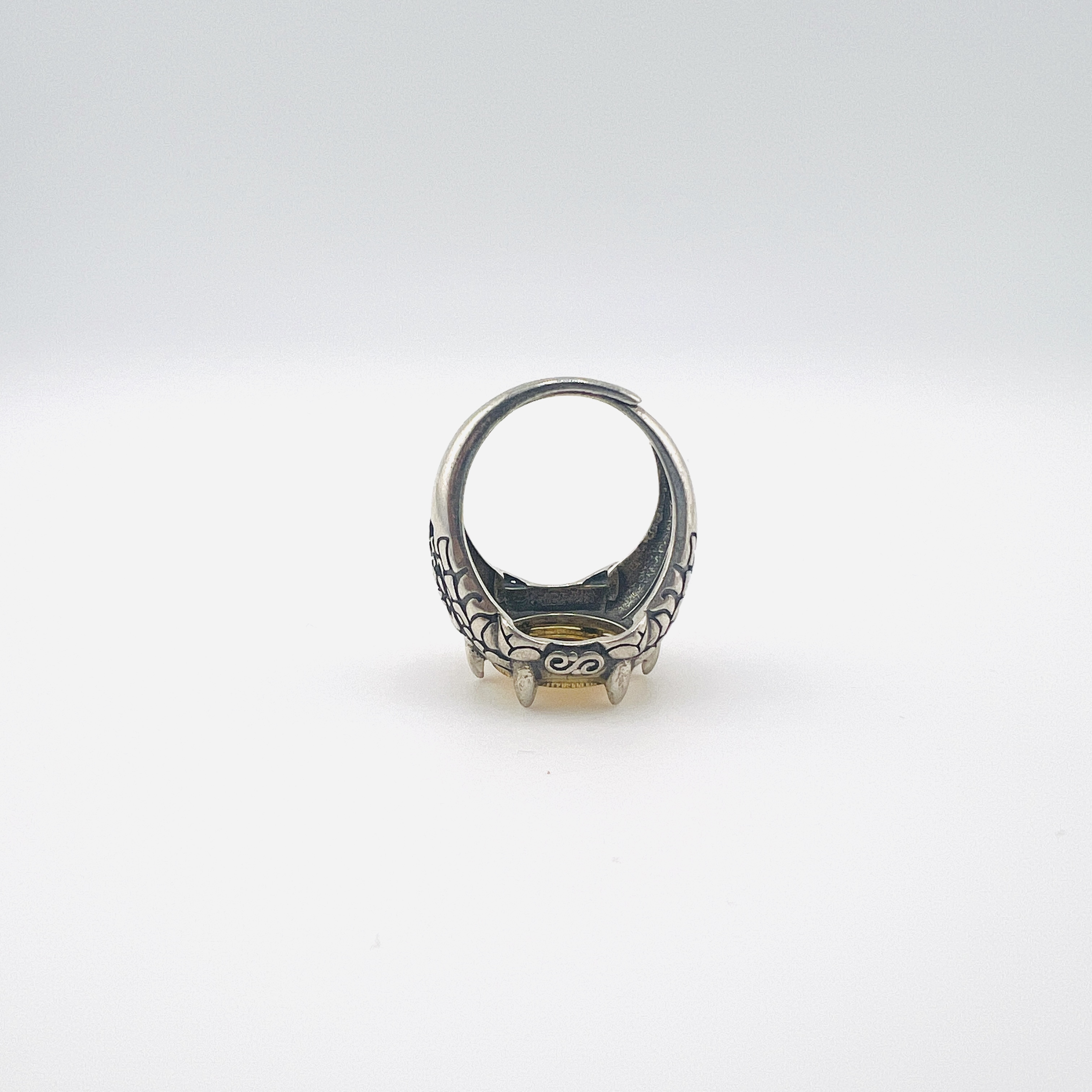 Gold Panda coin in dragon claws ring