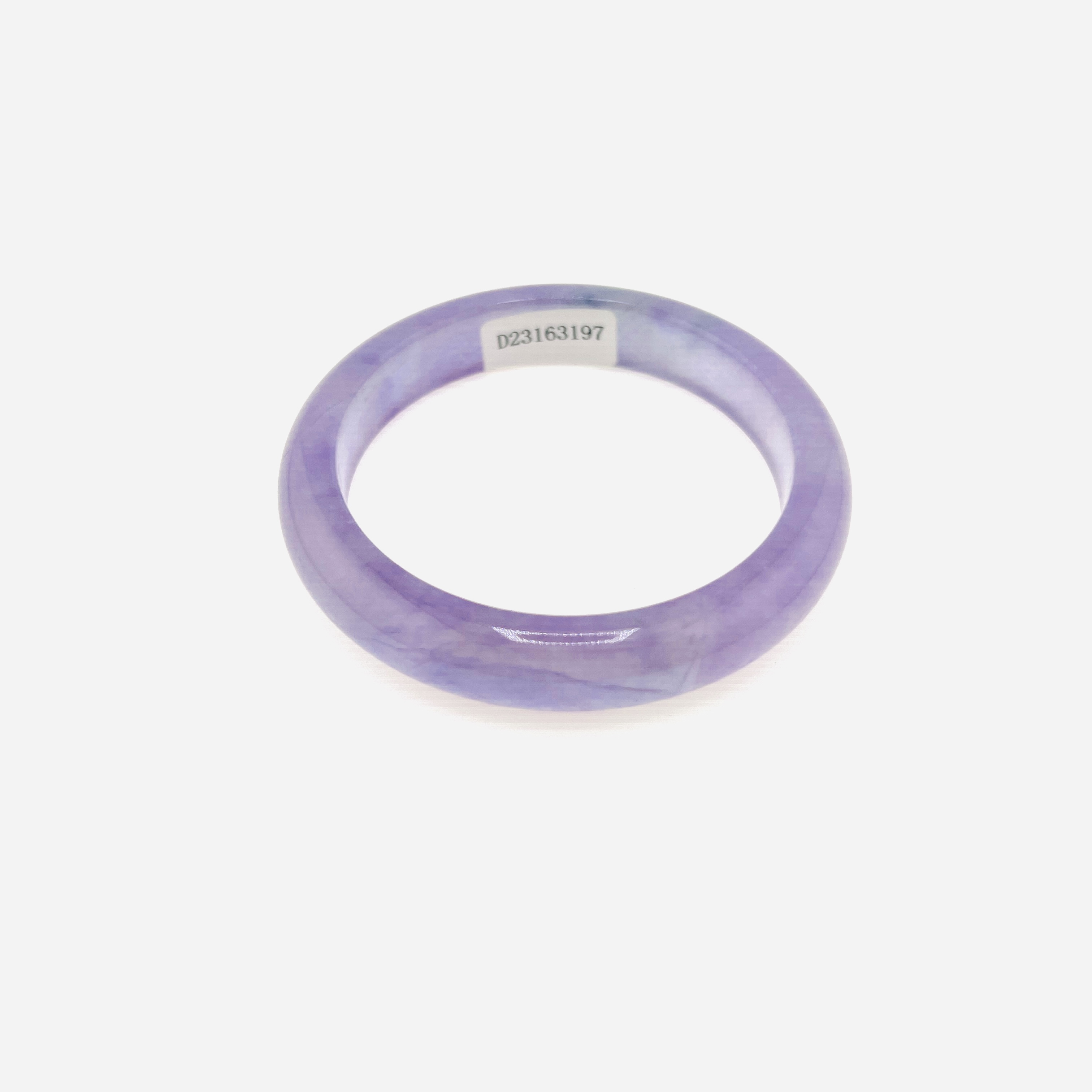Grade A light lavender icy jadeite bangle, 56.8mm
