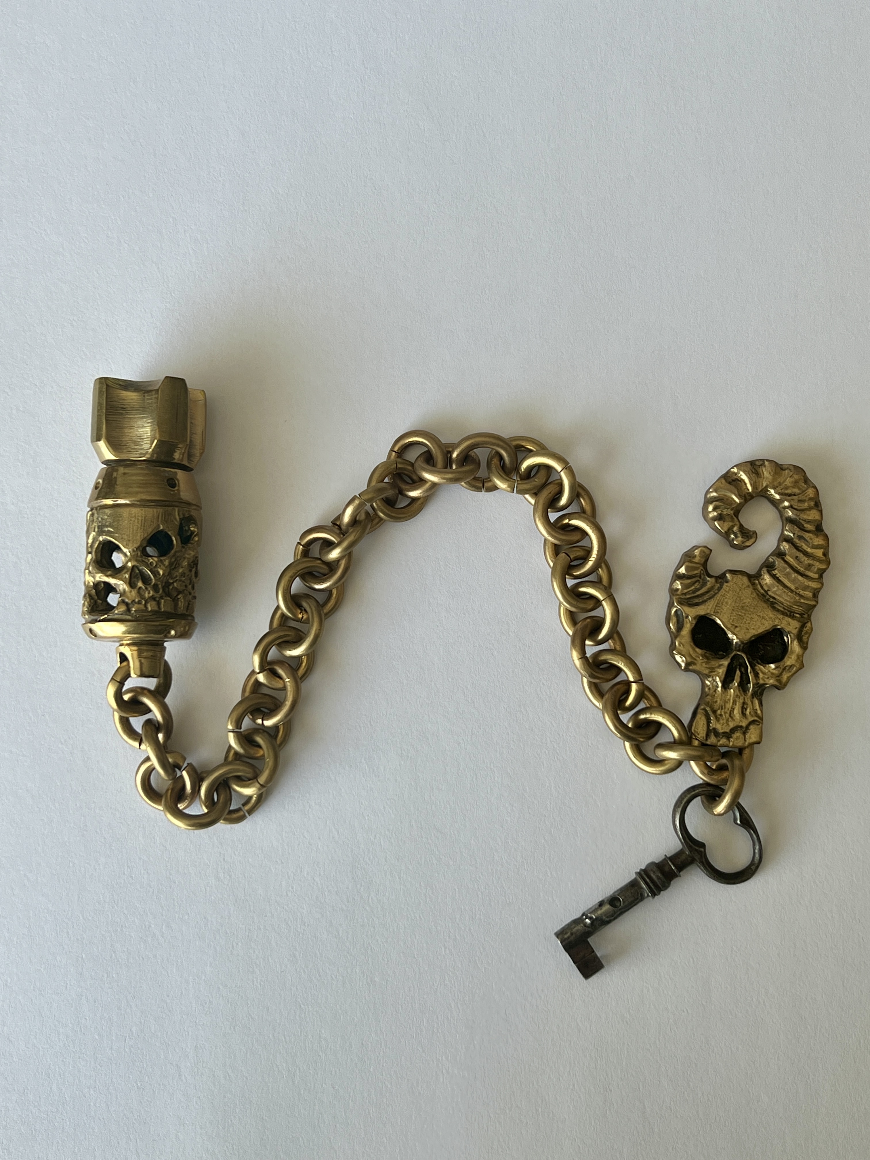 Bad to the bone death skull keychain, 14"