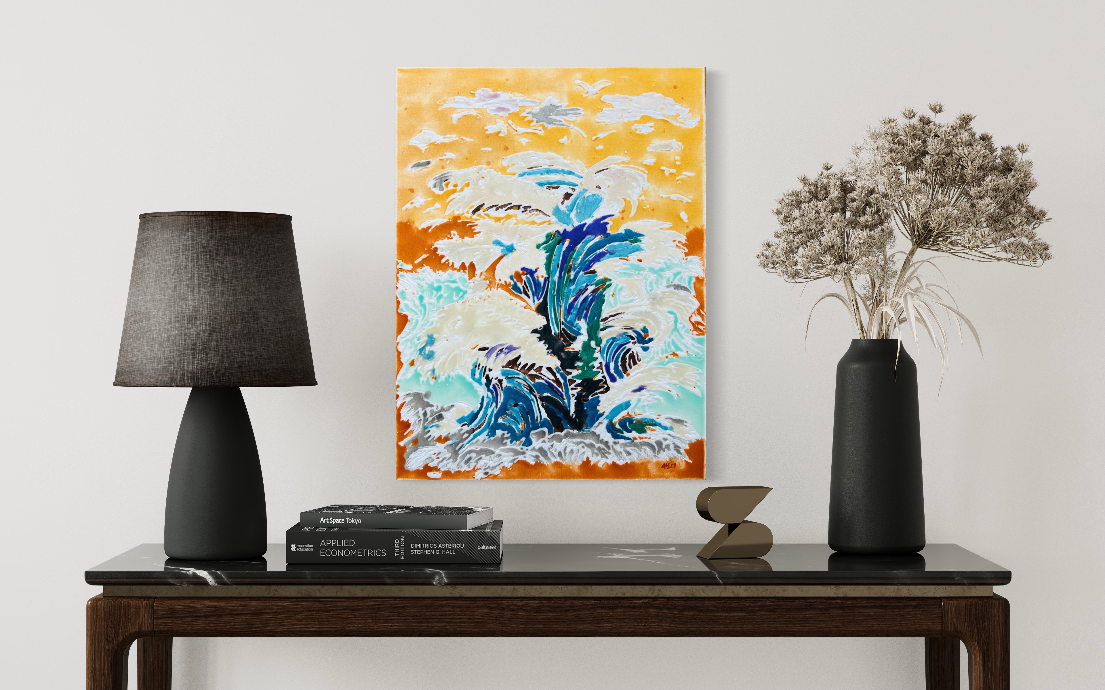 Raging Pacific water, color resin painting