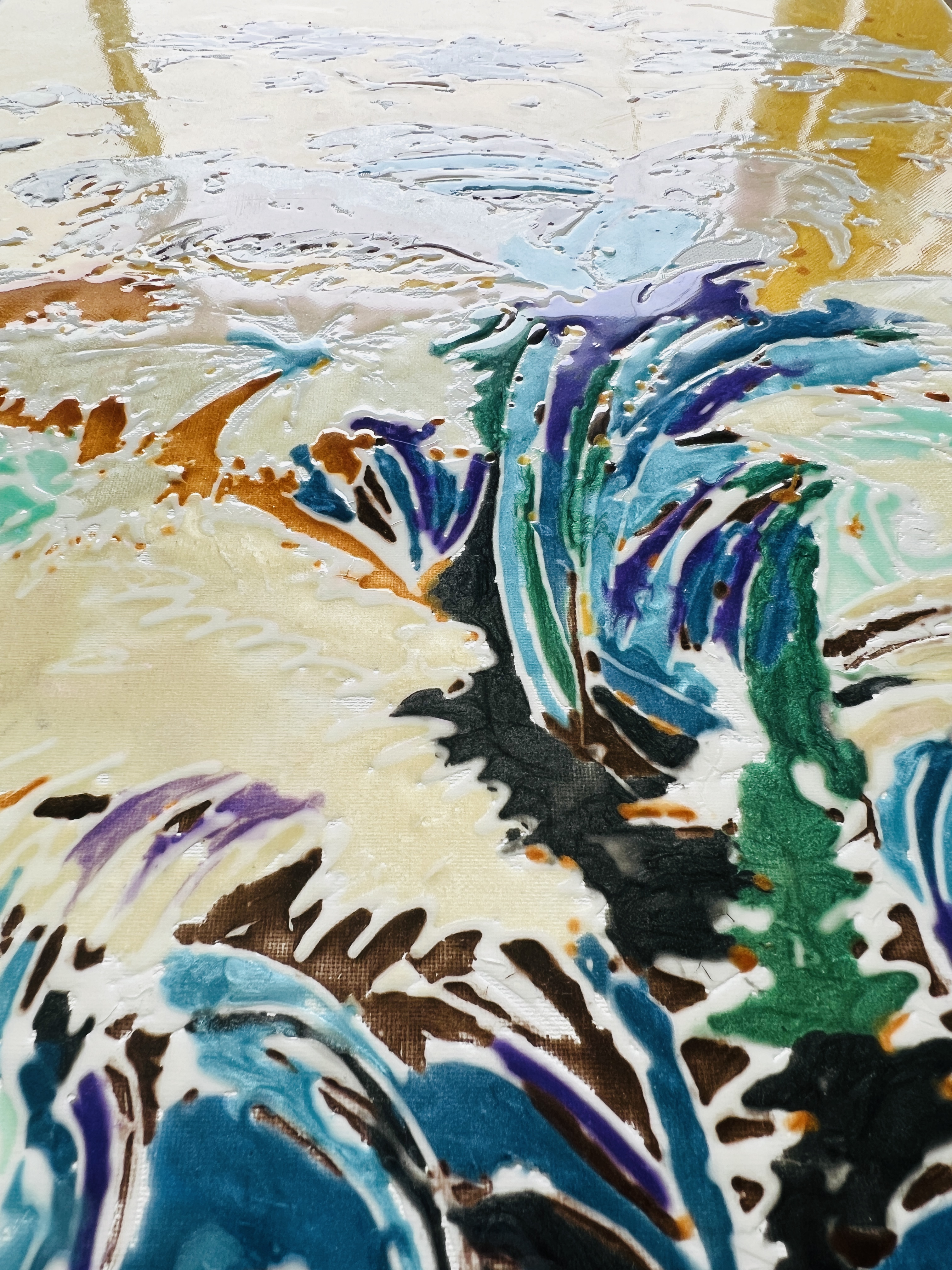 Raging Pacific water, color resin painting
