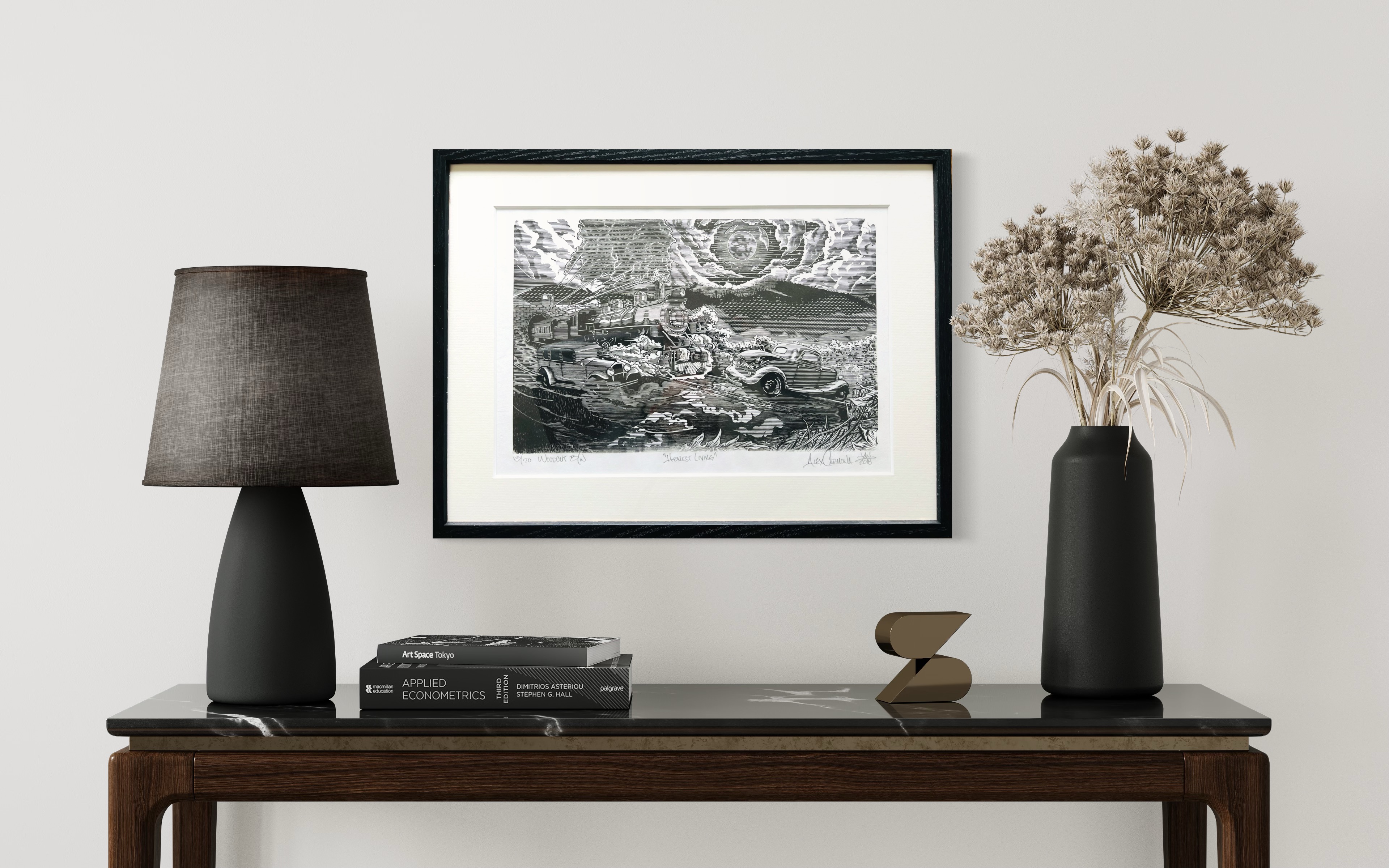 Woodcut Print limited edition, "Honest Living" handcrafted by original artist