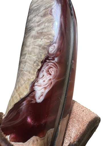Fish and Lotus pond theme knife with customized leather sheath