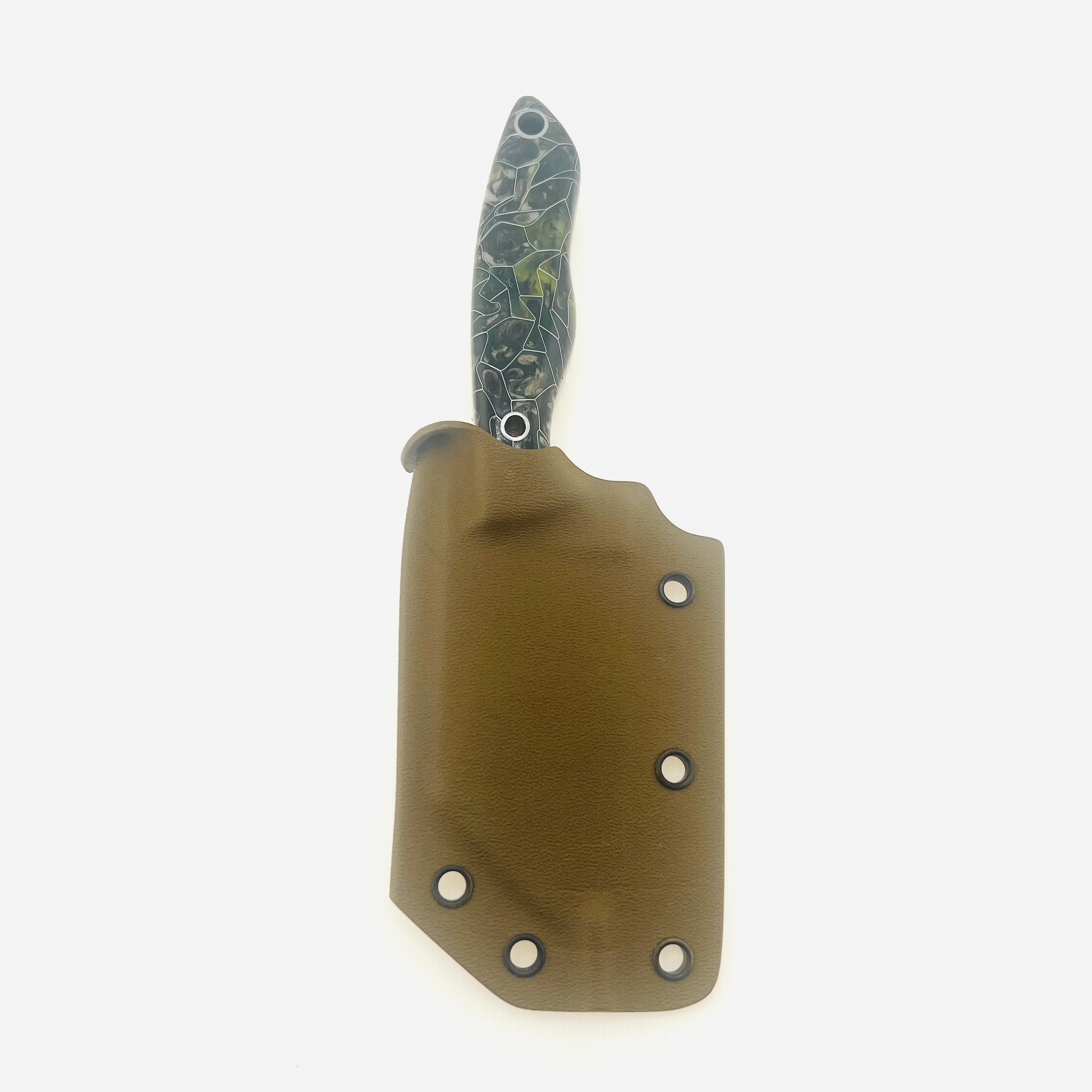 Customized chopper style tactical knife with Kydex sheath