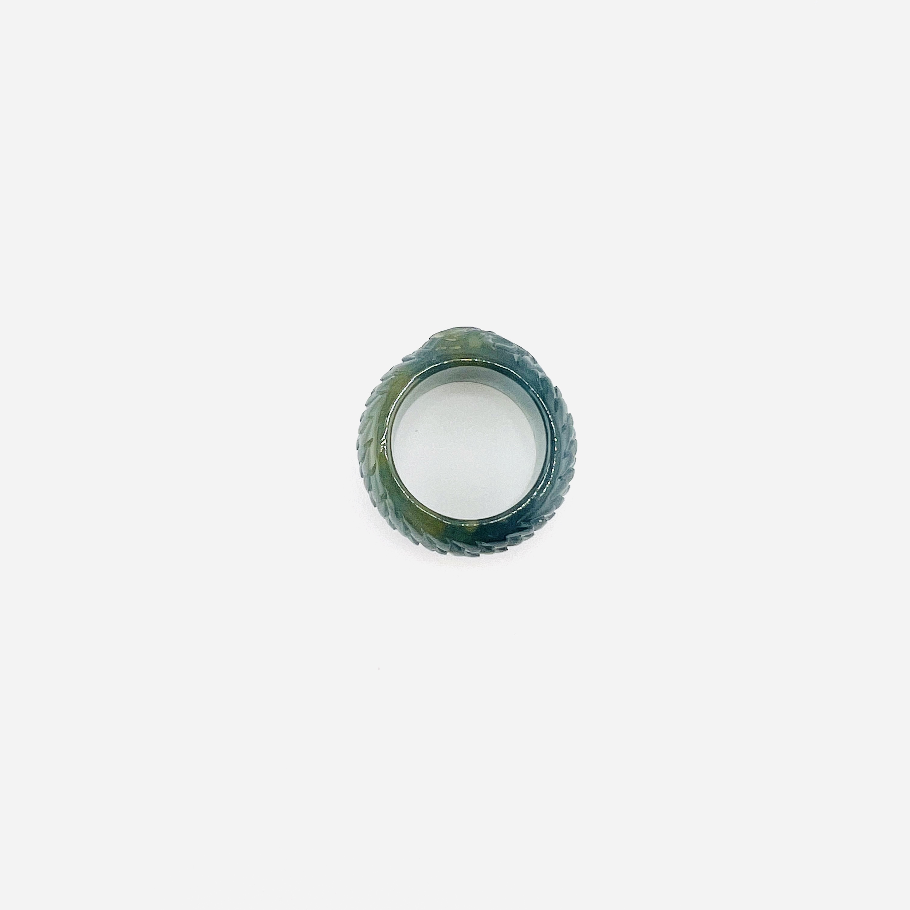 Blue Bernese jadeite band ring in dragon design