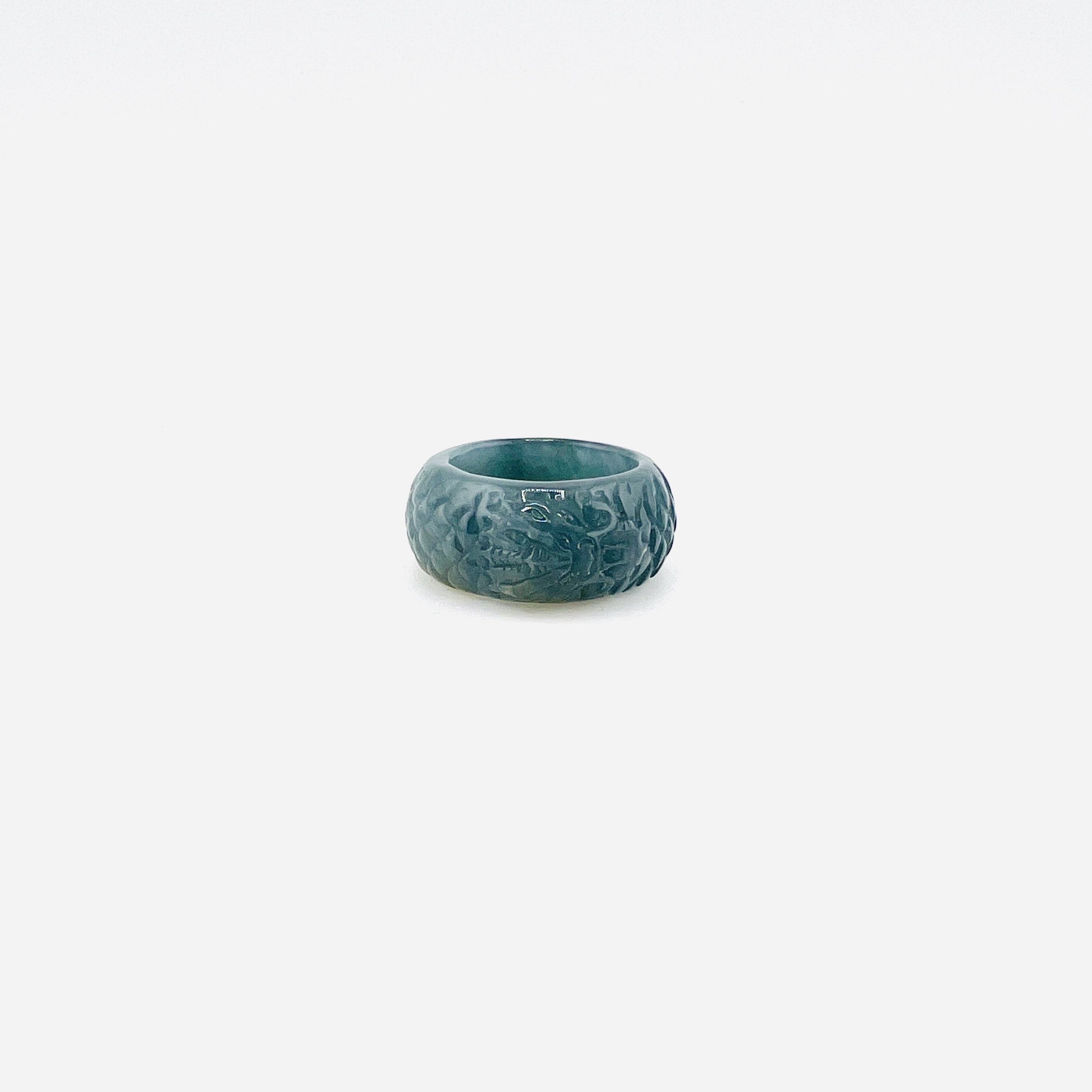 Blue Bernese jadeite band ring in dragon design