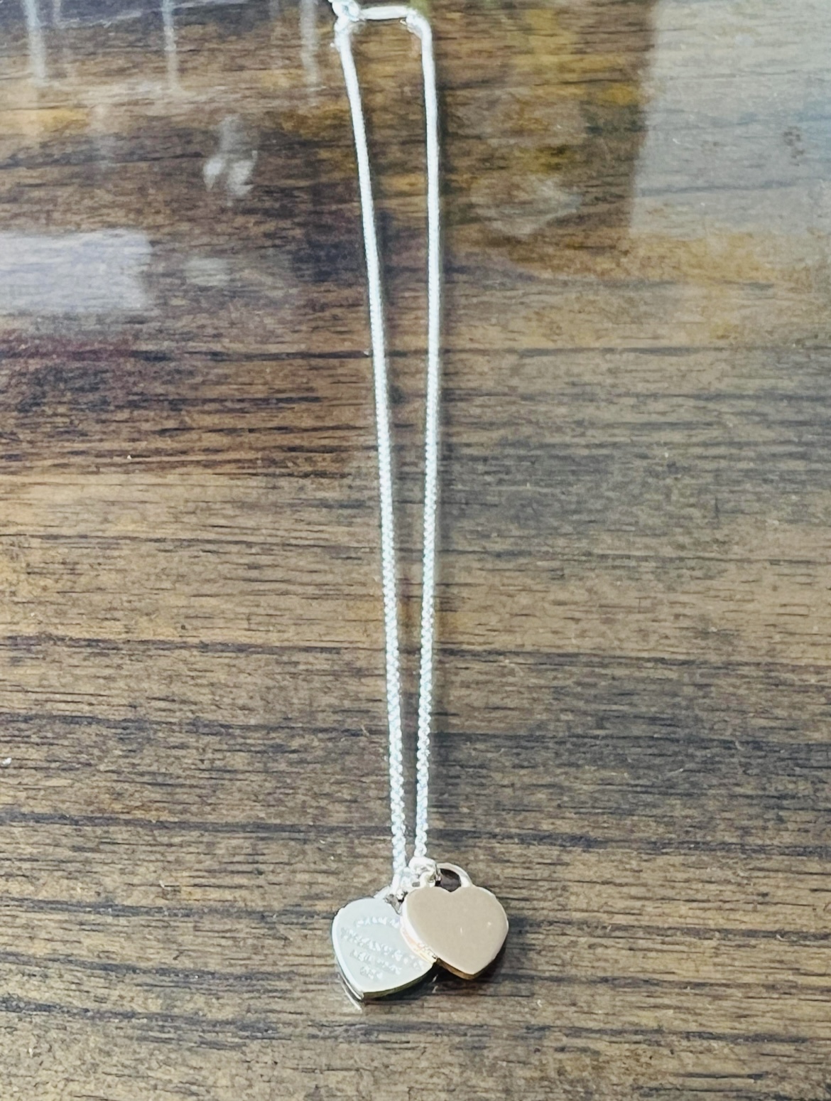 Tiffany & Co. Double Heart pendant necklace in Rubbed and sterling silver, 16 inches