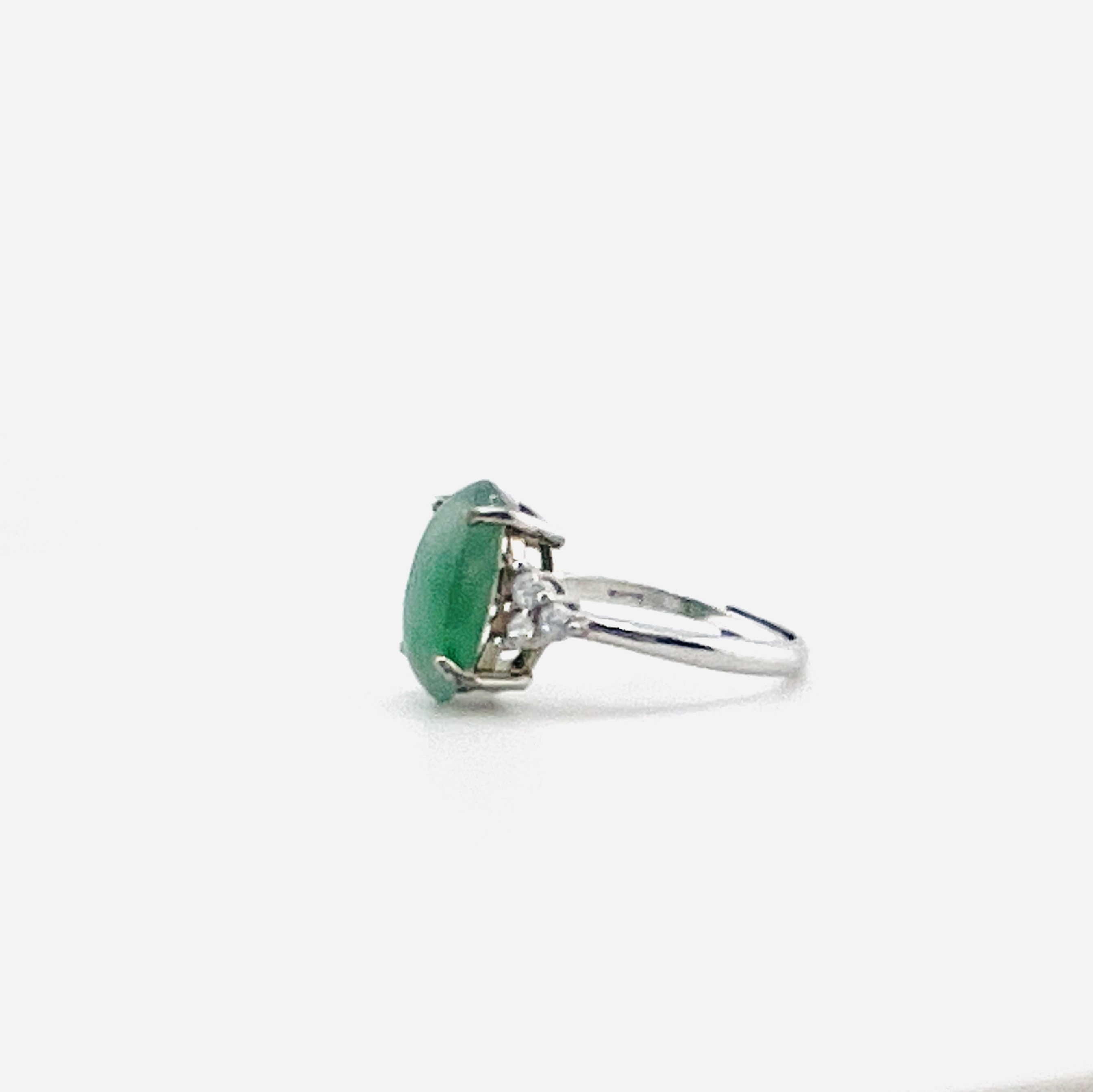 Icy grade natural green jadeite cabochon ring