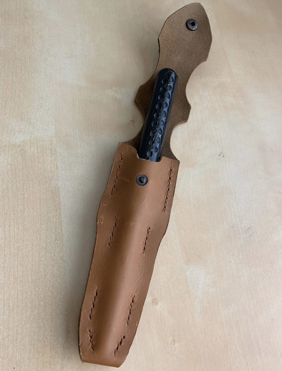 King Cobra carbon fiber practice dagger with Napa leather sheath