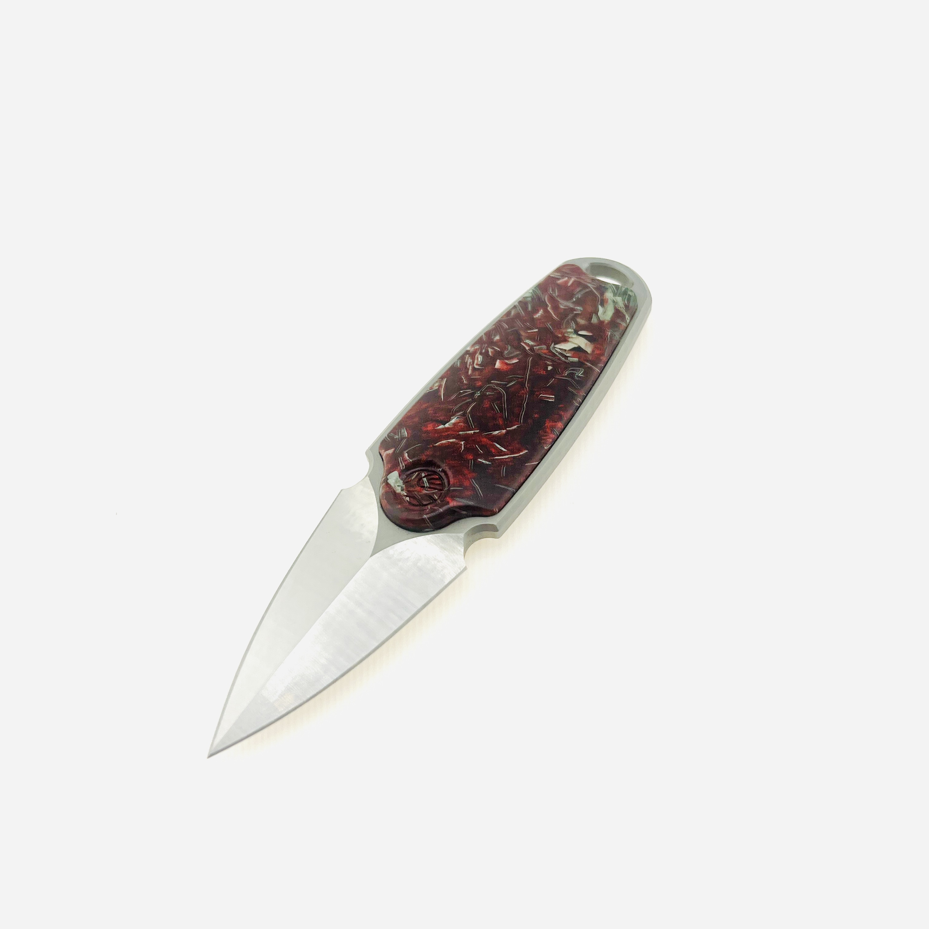 M390 steel necklace knife in blood money resin