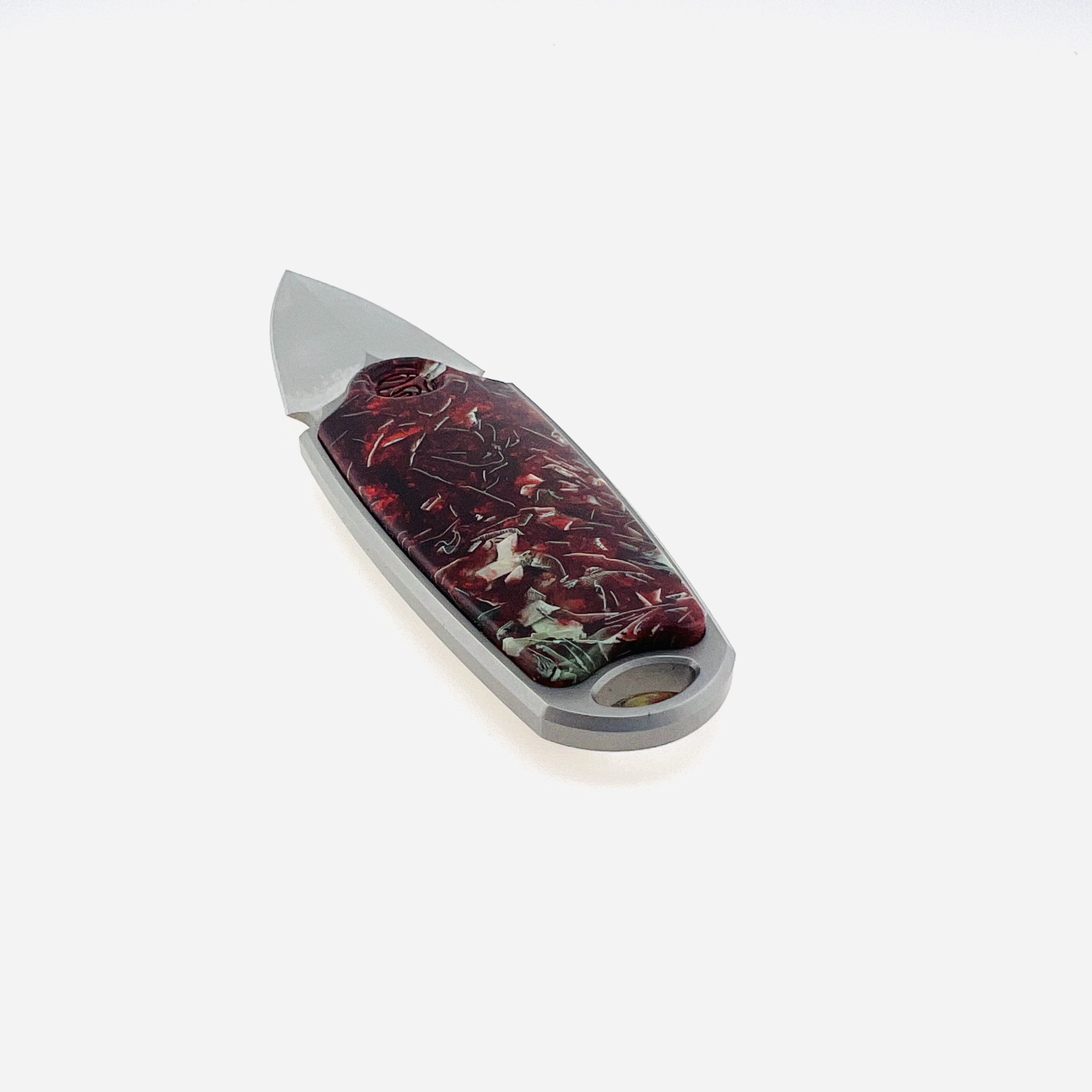 M390 steel necklace knife in blood money resin