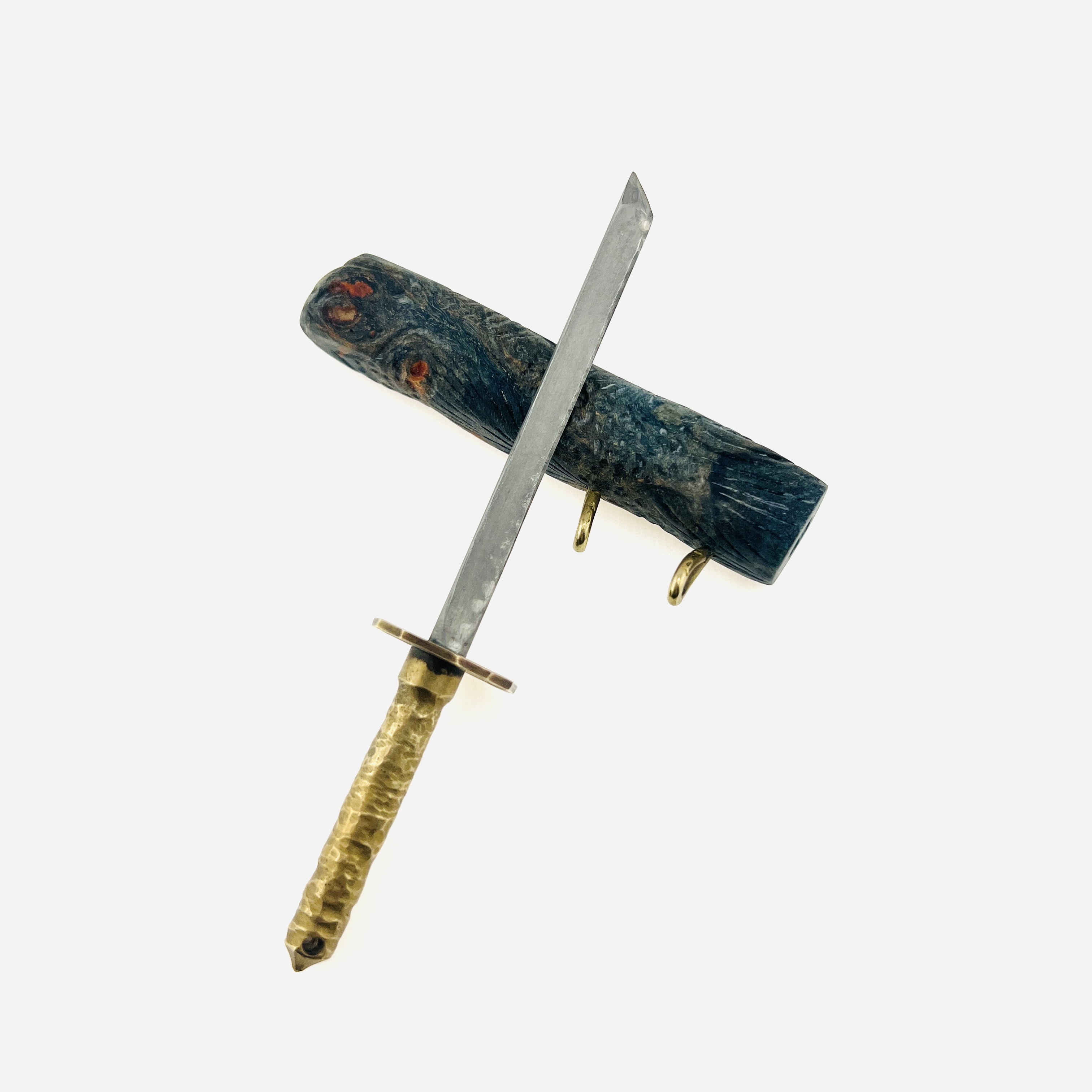 Miniature Titanium brass taint with wooden fish dragon sheath