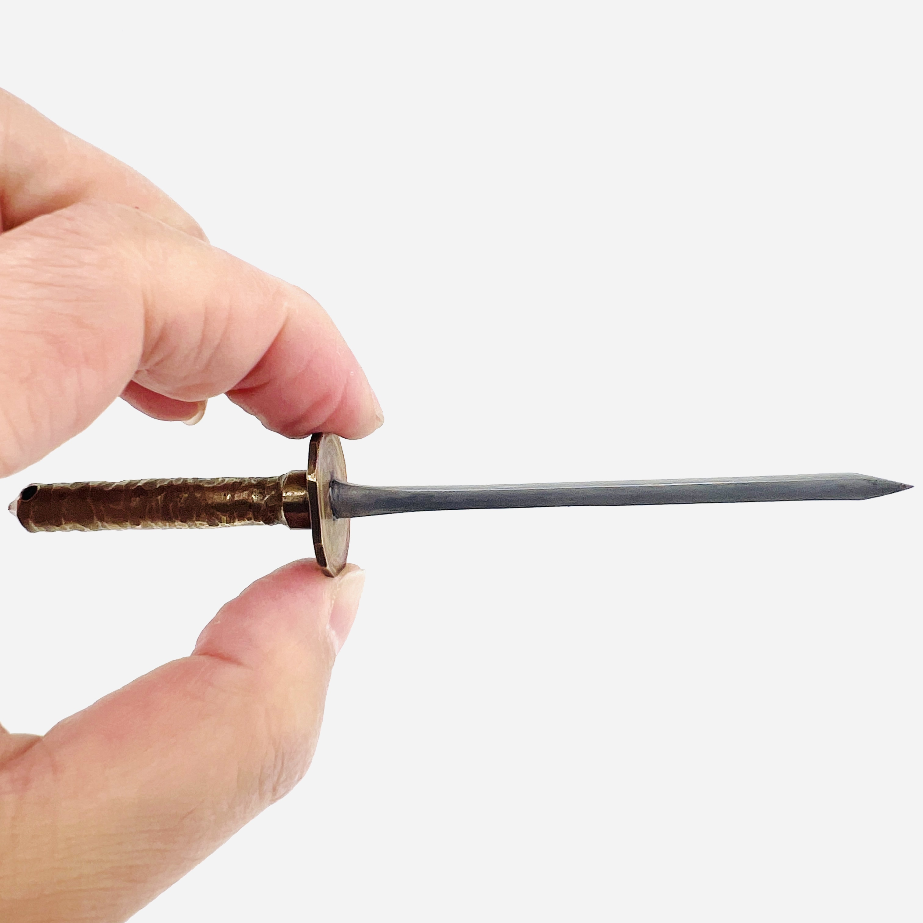 Miniature Titanium brass taint with wooden fish dragon sheath