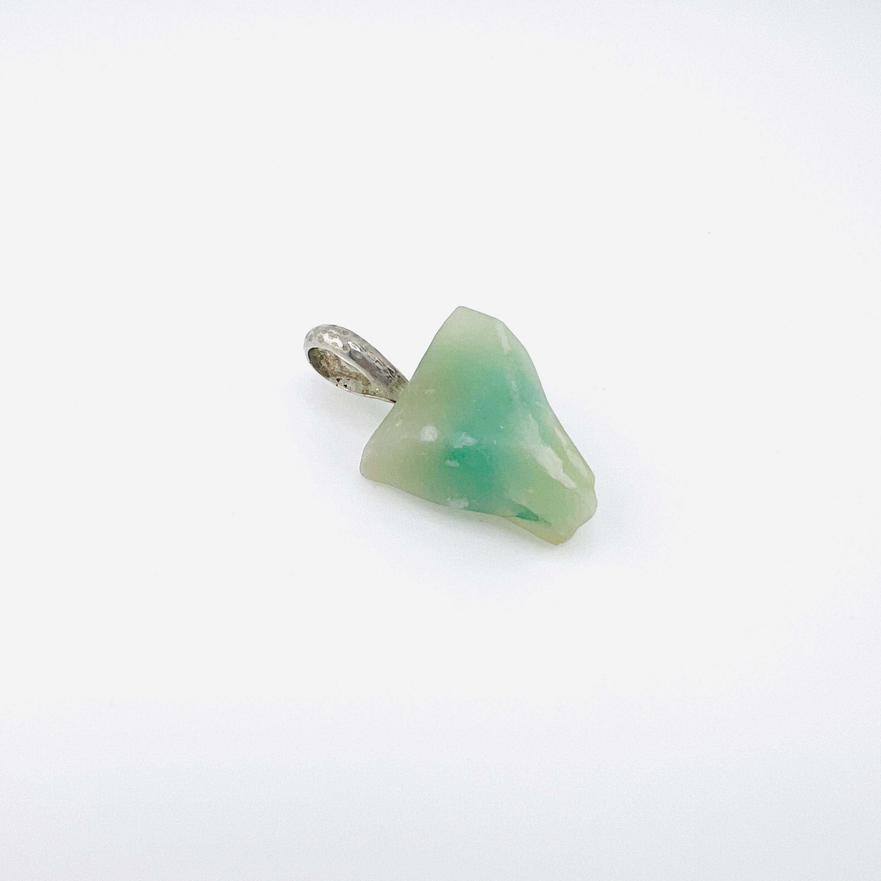 Emerald wolf head pendant with heavy sterling silver bail