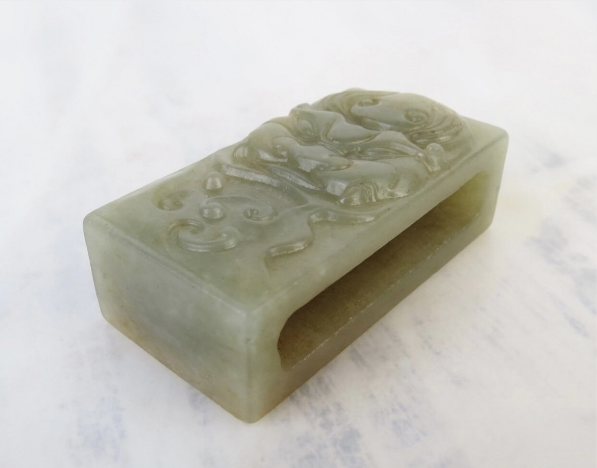 Beast face jade pendant, antique belt loop