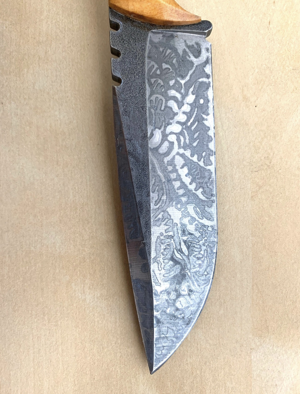 Fierce dragon etched fighter knife