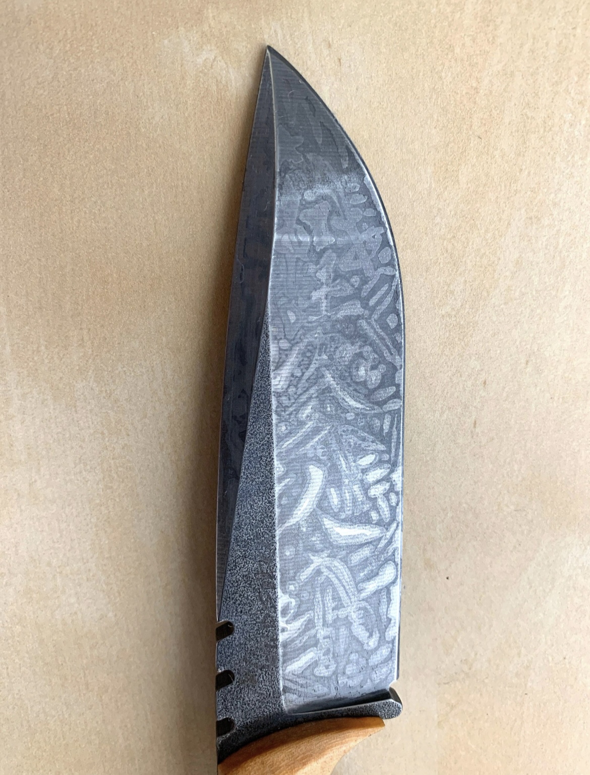 Fierce dragon etched fighter knife