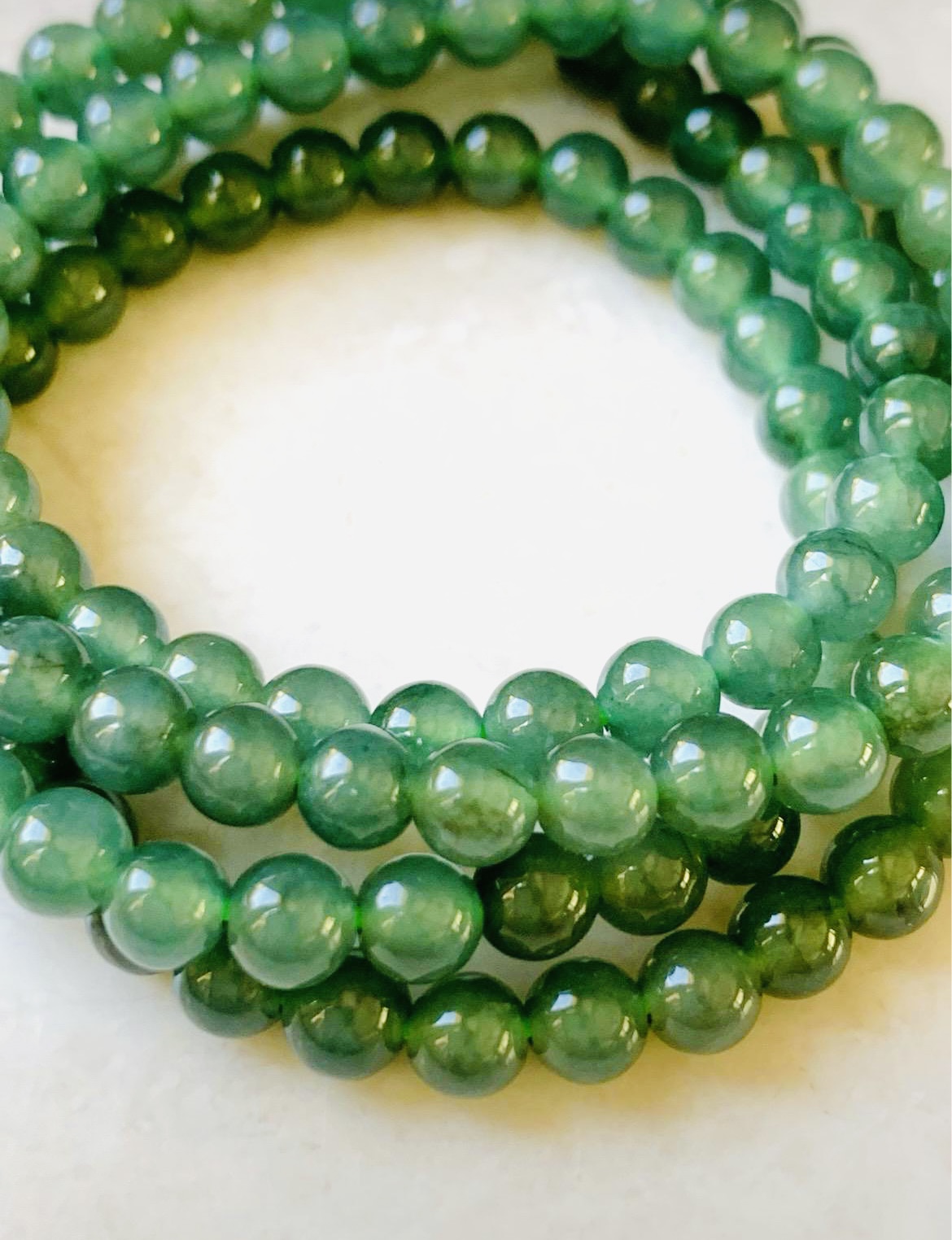 Natural green icy jadeite bead necklace/bracelet, 5mm, 23 inches