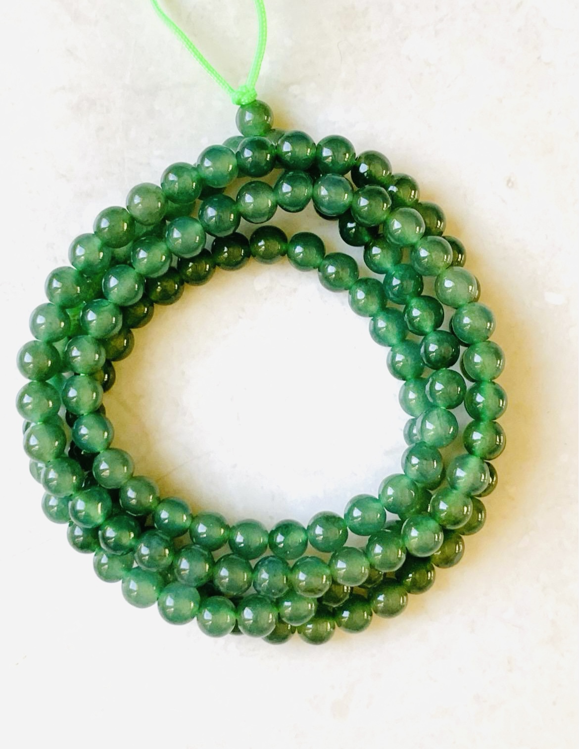 Natural green icy jadeite bead necklace/bracelet, 5mm, 23 inches